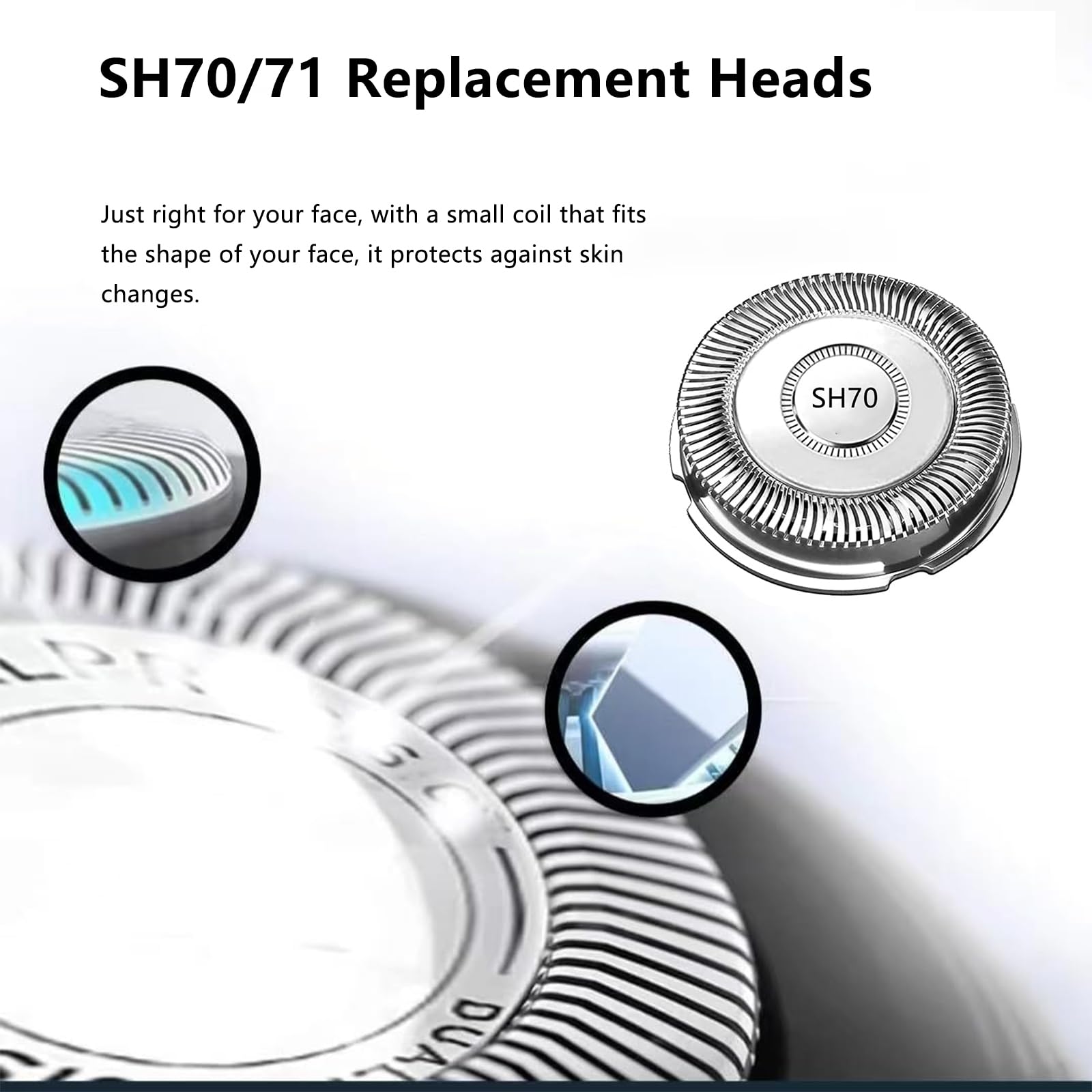 Sh70/71 Replacement Heads Blades Compatible With Philips Norelco 7000 Replacement Heads,New Upgraded For 7000 Replacement Heads,