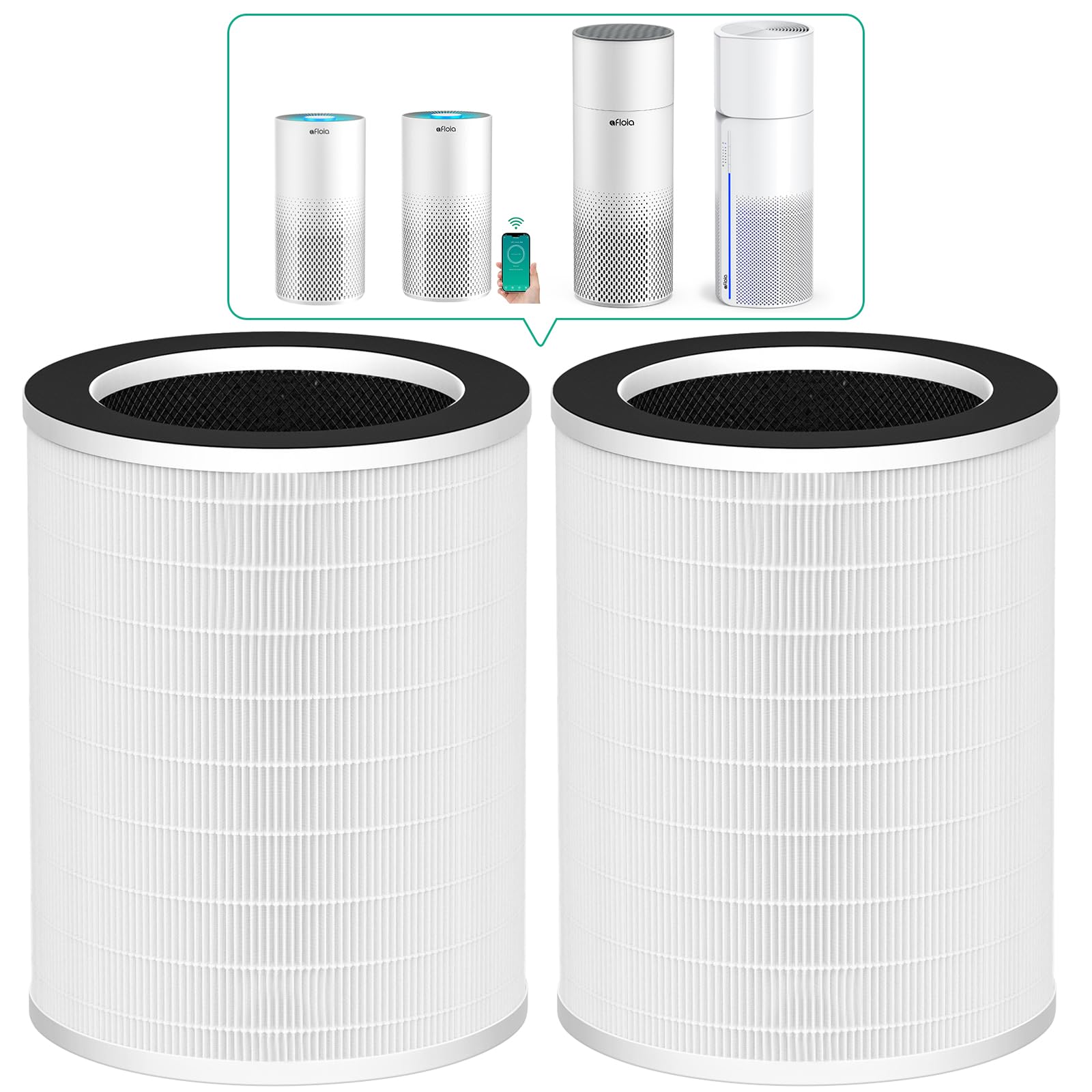Afloia Original 3 Stage Filter, Compatible With Kilo/Kiloplus/Kilopro/Miro/Miro Pro Air Purifier, 2 Packs