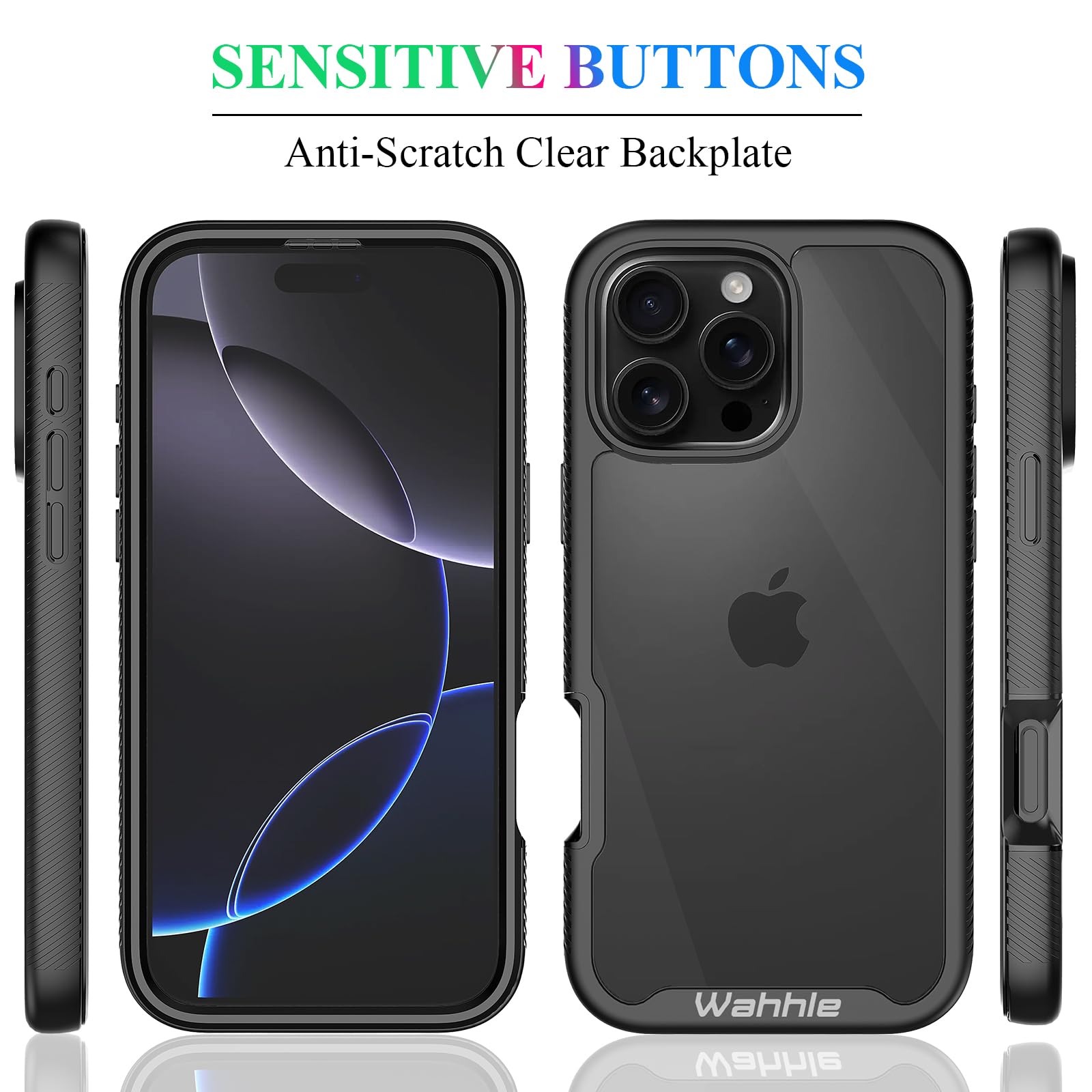 Wahhle Compatible With Iphone 16 Pro Max Case, Built In Screen Protector Full Body Shockproof Slim Fit Bumper Protective Phone C