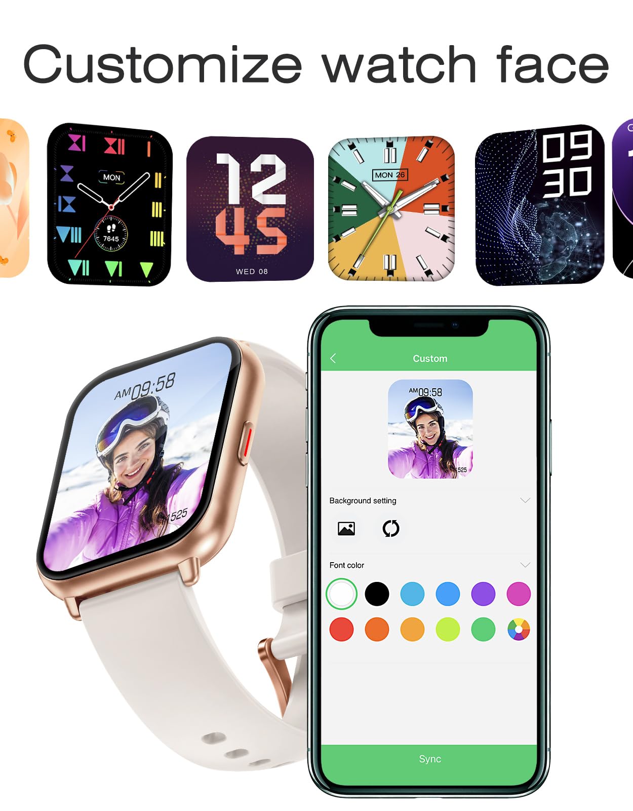 Smart Watches For Women Men (Answer/Make Calls, 3 Bands), 1.85'' Fitness Tracker Watch For Iphone/Android Phones With Heart Rate