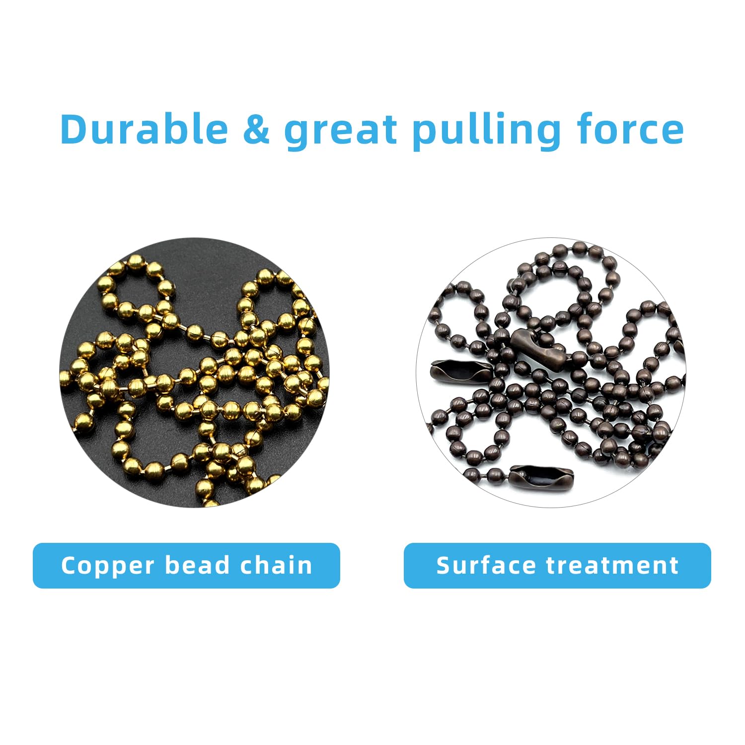 Ceiling Fan Pull Chain Extender, 12Feet 3Mm Diameter Beaded Ball Fan Light Extension Pull Chain With 10 Matching Connectors(Orb)