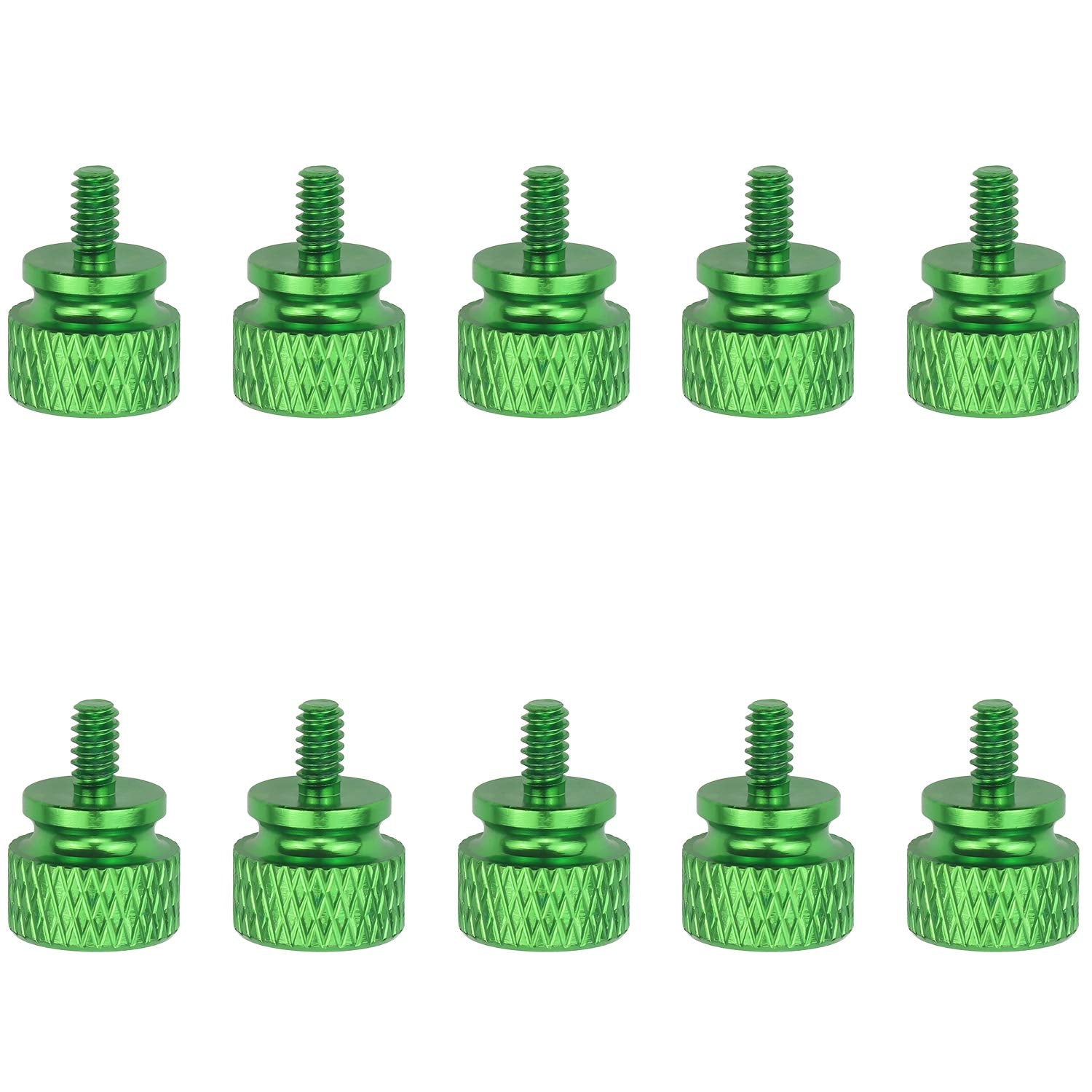 Favordrory 6# 32 Anodized Aluminum Thumbscrews, Computer Case Thumbscrews, Thumb Screws, Green, 10 Pcs