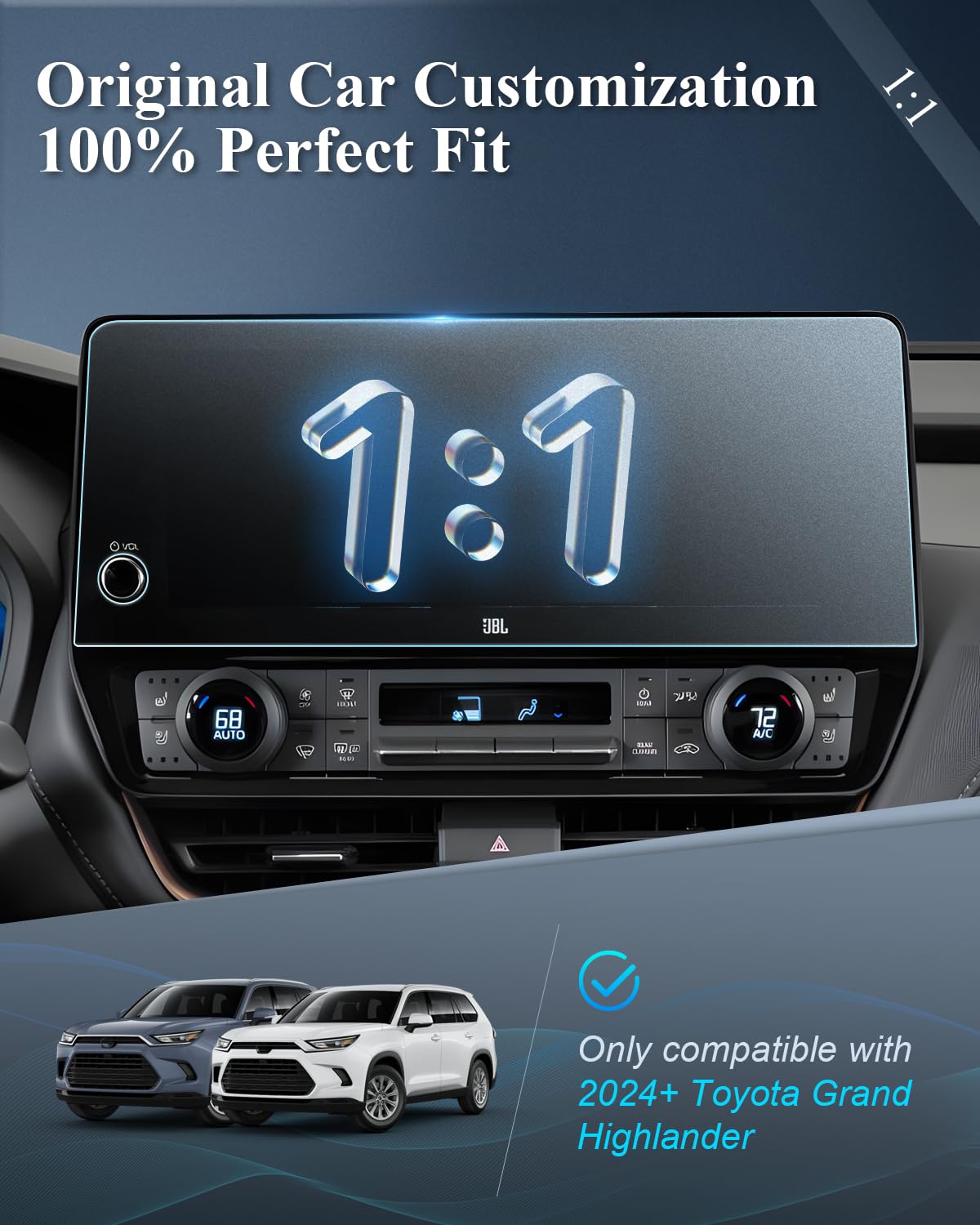 Bibibo Matte Anti Glare 2024 2025 Grand Highlander Screen Protector For 2024 2025 Toyota Grand Highlander Xle/Limited/Platinum 12.3' Inch Display [Tempered Glass Matte Lessen Fingerprints] 2024 2025 Toyota Grand Highlander Accessories