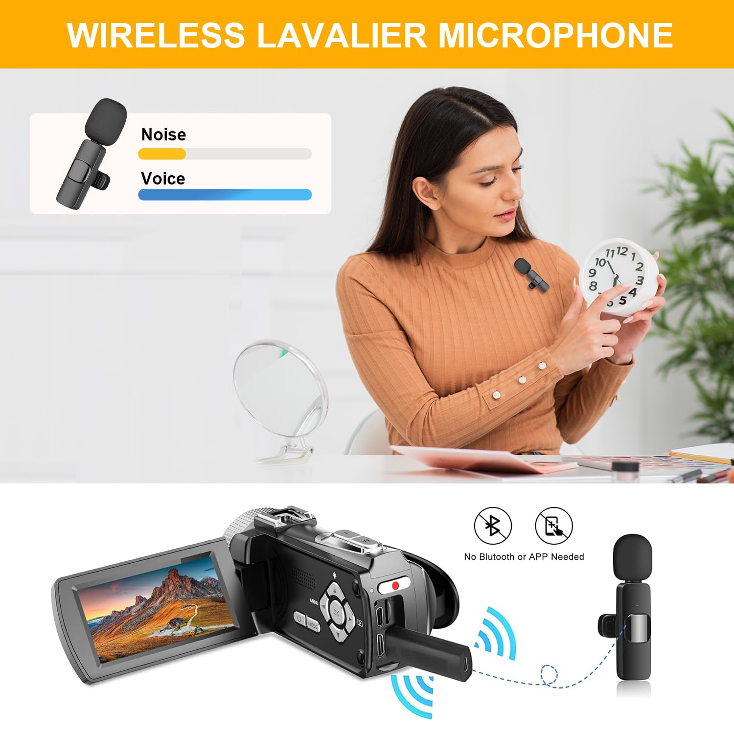 Video Camera Camcorder 4K 60Fps 48Mp Youtube Camera With Wireless Lavalier Mic & External Mic For Vlogging, Ultra Hd 3 Screen 18