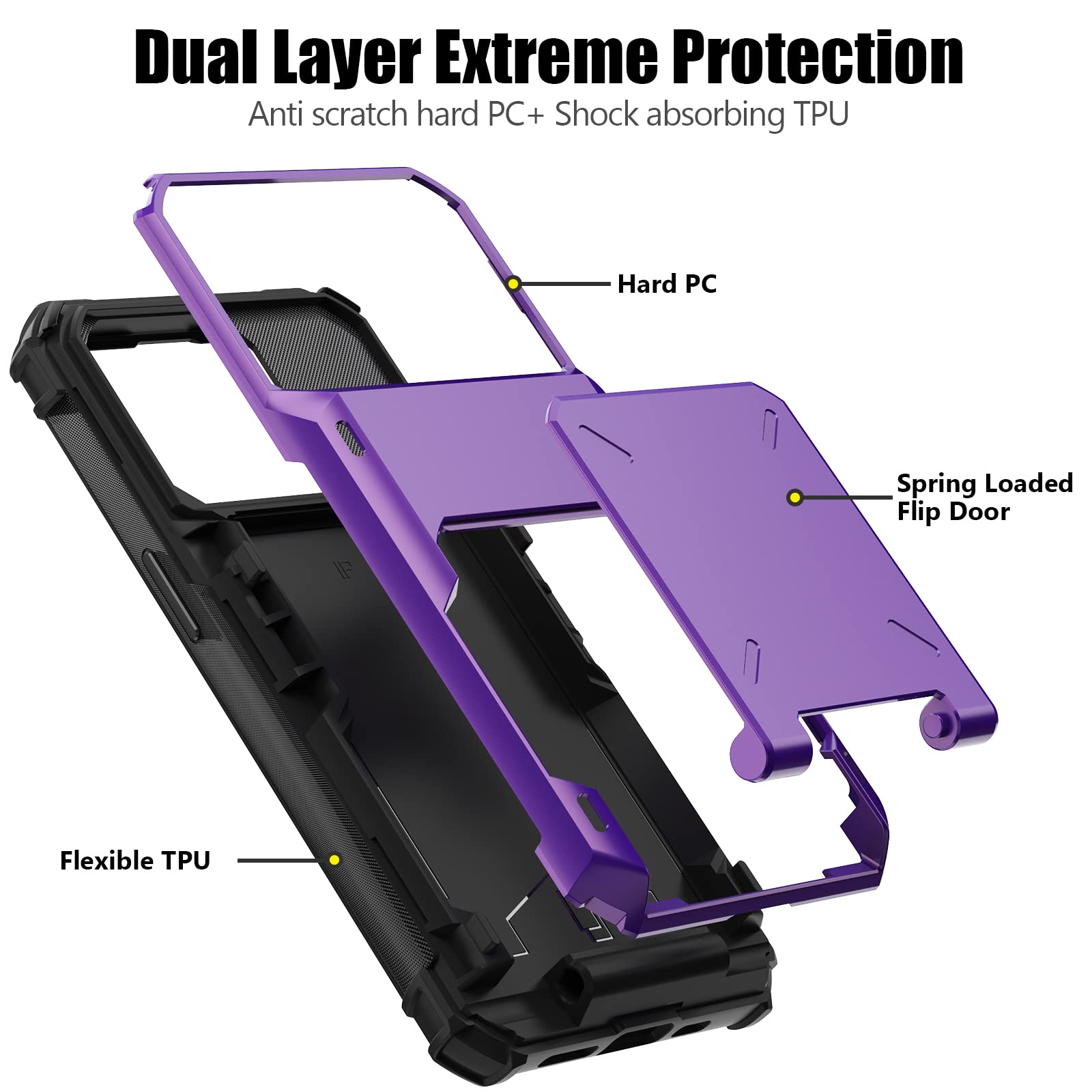 Nvollnoe Compatible With Iphone 15 Pro Case With Card Holder[Store 5 Cards] Dual Layer Heavy Duty Shockproof Wallet Case With Hi