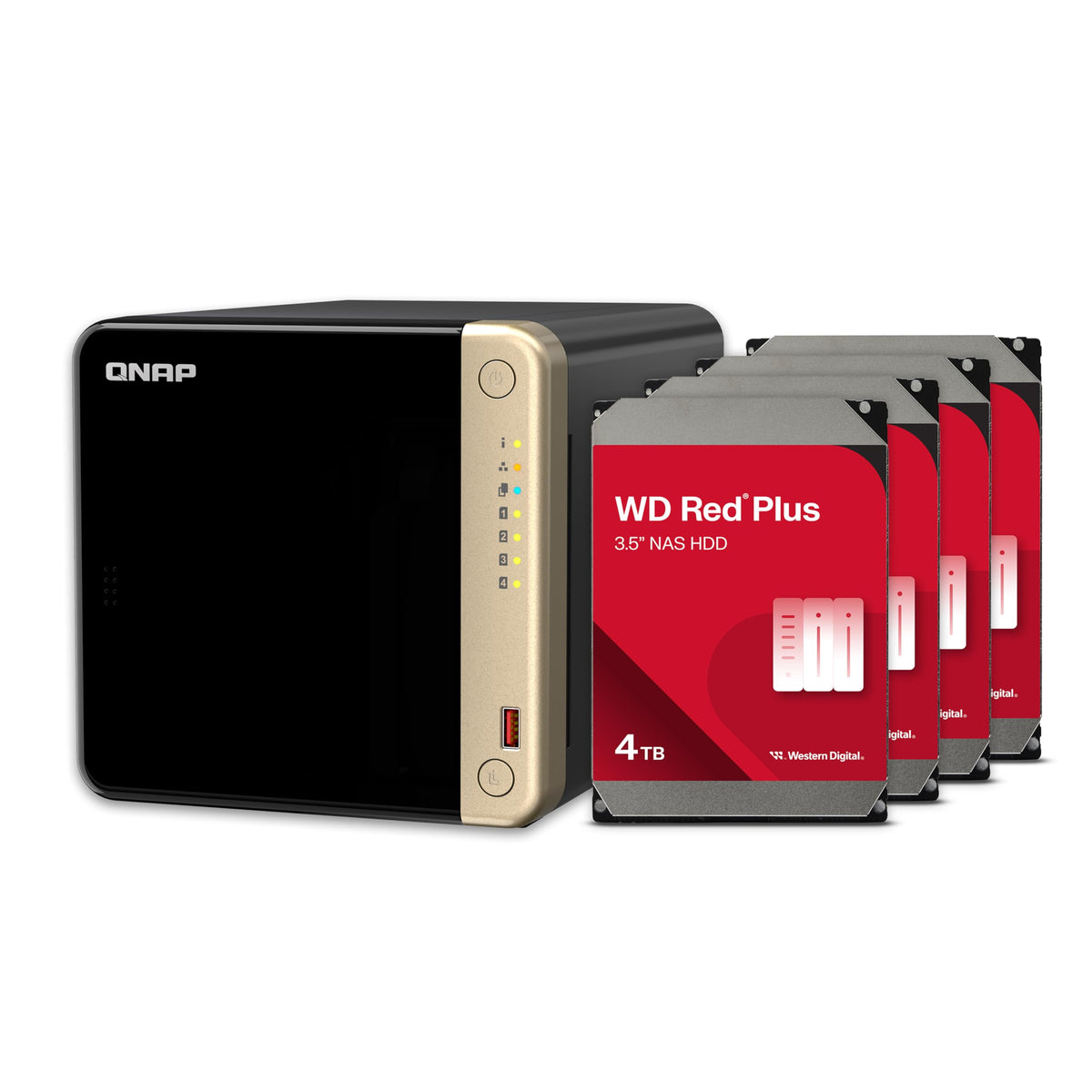 Qnap Ts-464-8G-44Wd-Us 4 Bay High-Performance Desktop Nas With 12Tb Storage Capacity, Preconfigured Raid 5 Wd Red Plus Hdd Bundl