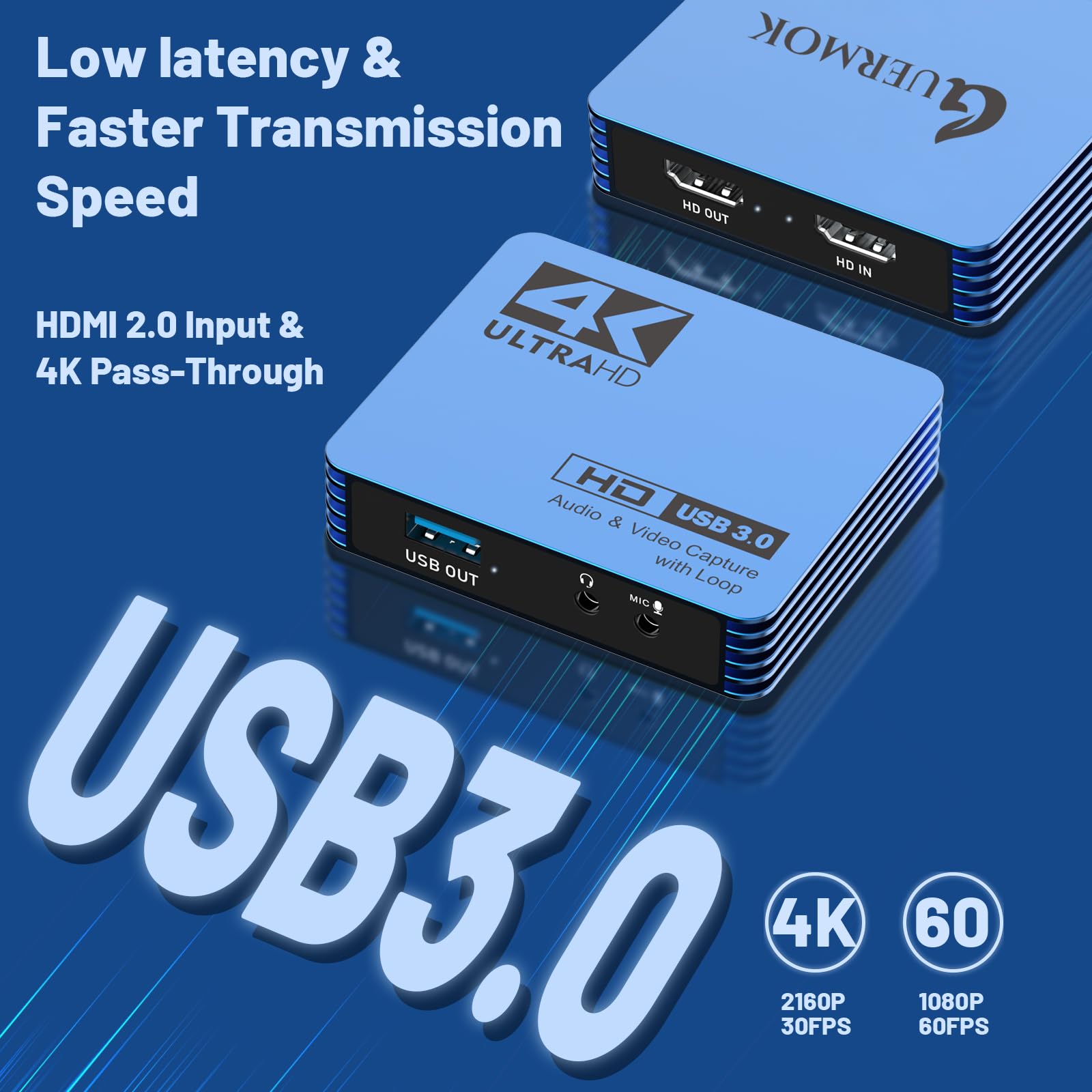 Guermok Video Capture Card For Switch, 4K Usb3.0 Hdmi To Usbc Capture Card With Mic Loop Out, 1080P60Fps Capture Devices For Gam