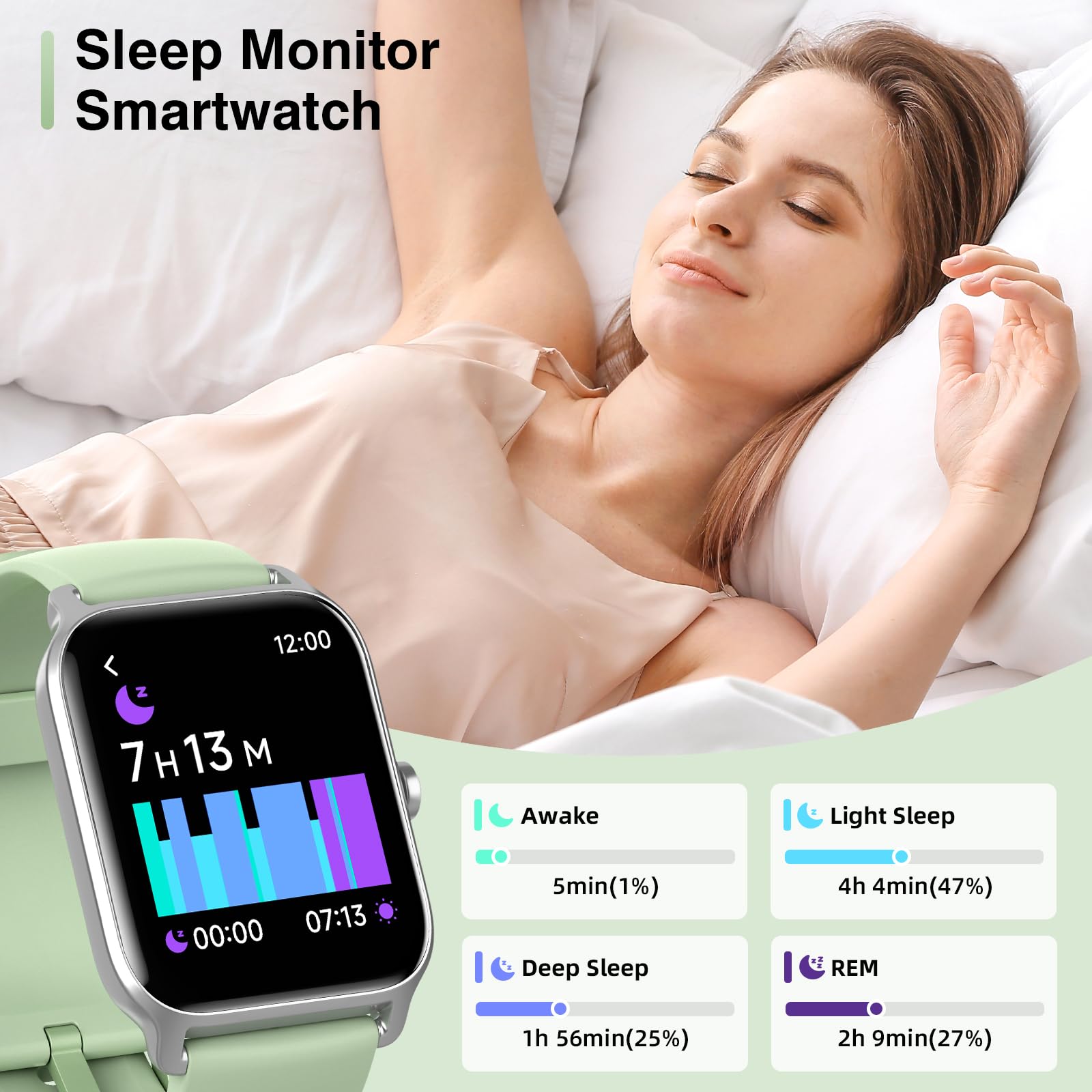 Smart Watches For Men/Women, 1.8'' Alexa Built In Fitness Tracker Watch With Bluetooth Calls, Ip68 Waterproof, Heart Rate/Sleep/