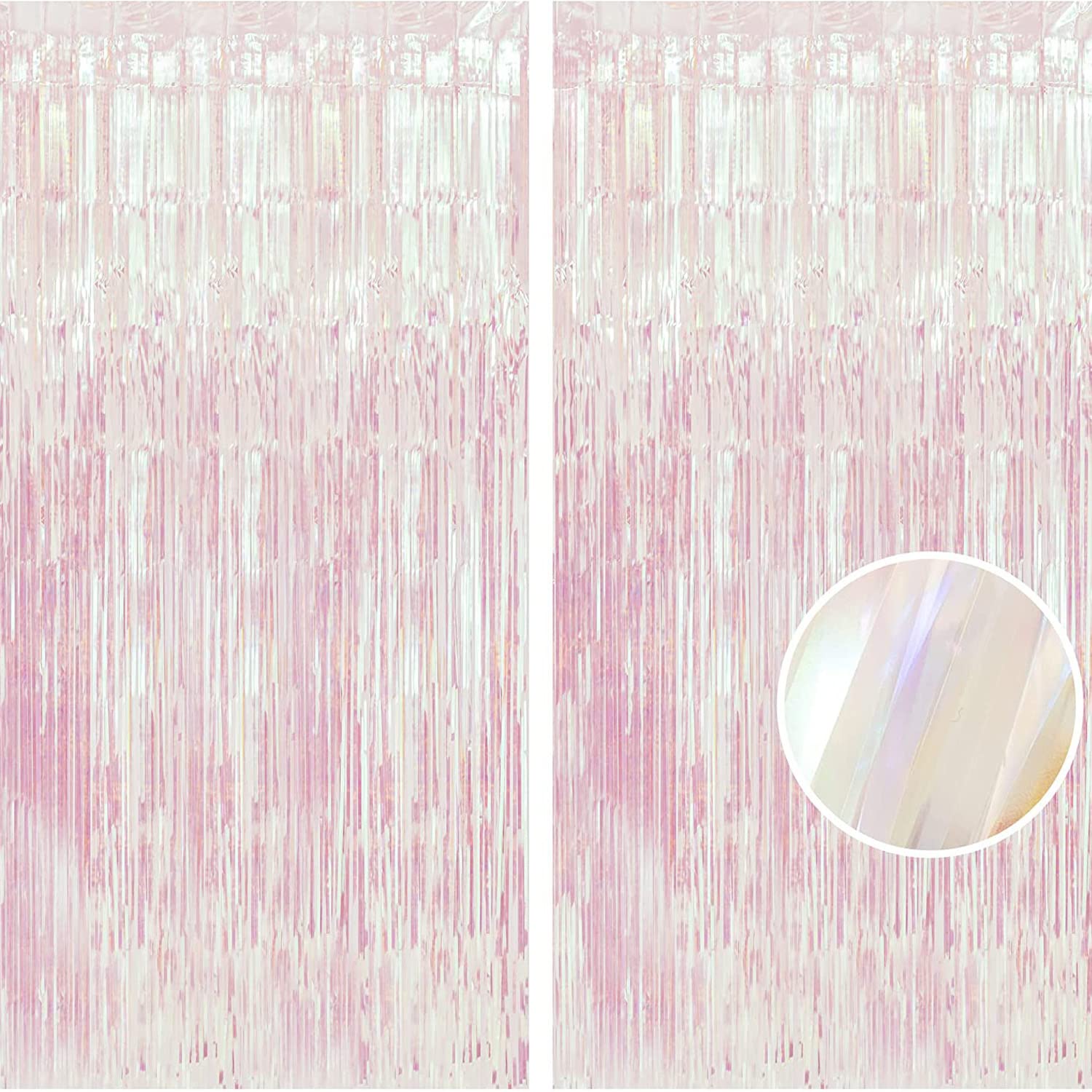 Braveshine Party Decorations Iridescent Foil Fringe Backdrops   2 Pack 3.2 X 6.5 Ft Metallic Tinsel Photo Booth Pros Streamer Cu