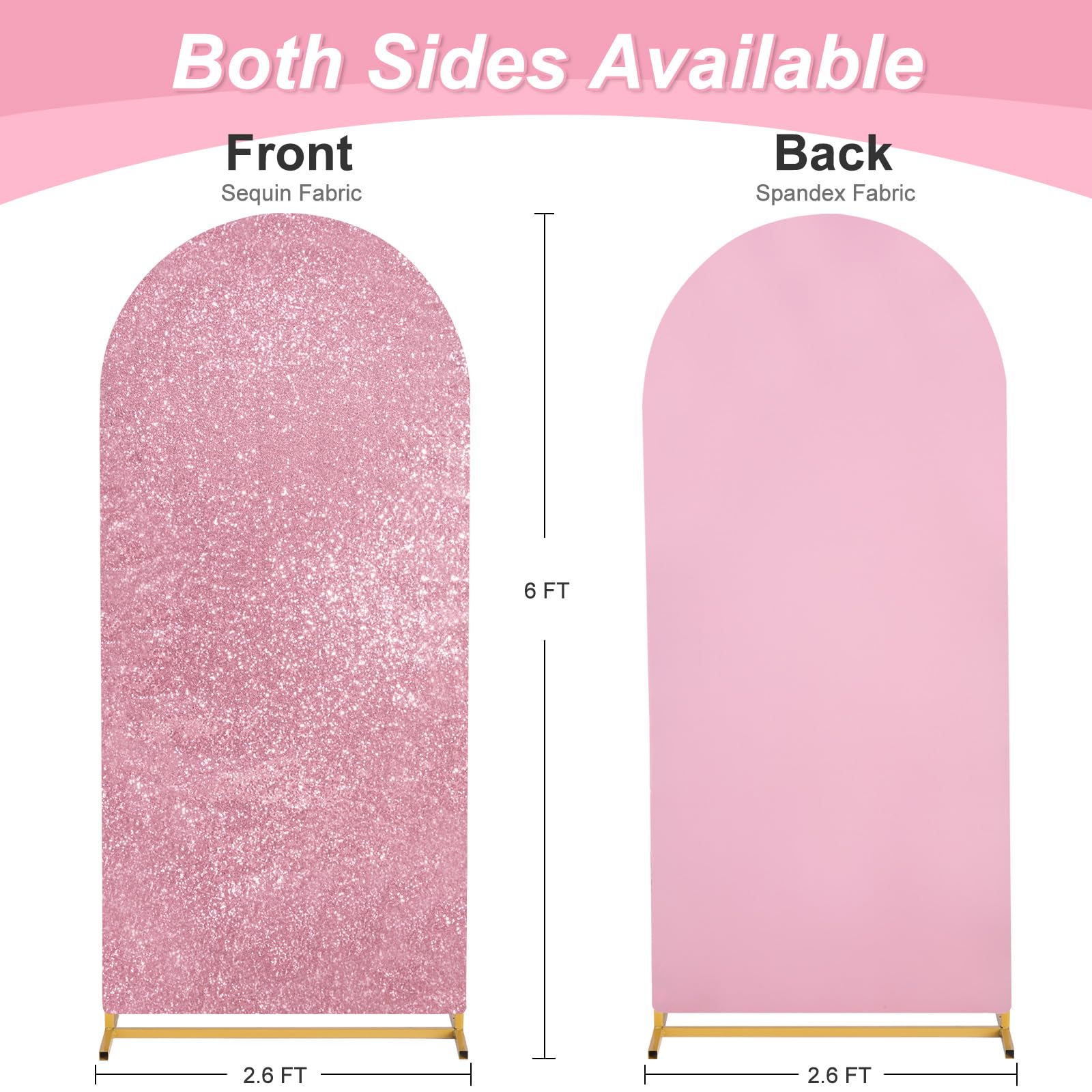 Arch Backdrop Cover Blush Pink Round Top Chiara Backdrop Covers 6Ft Sequin Arch Covers For Birthday Party Banquet Decorations