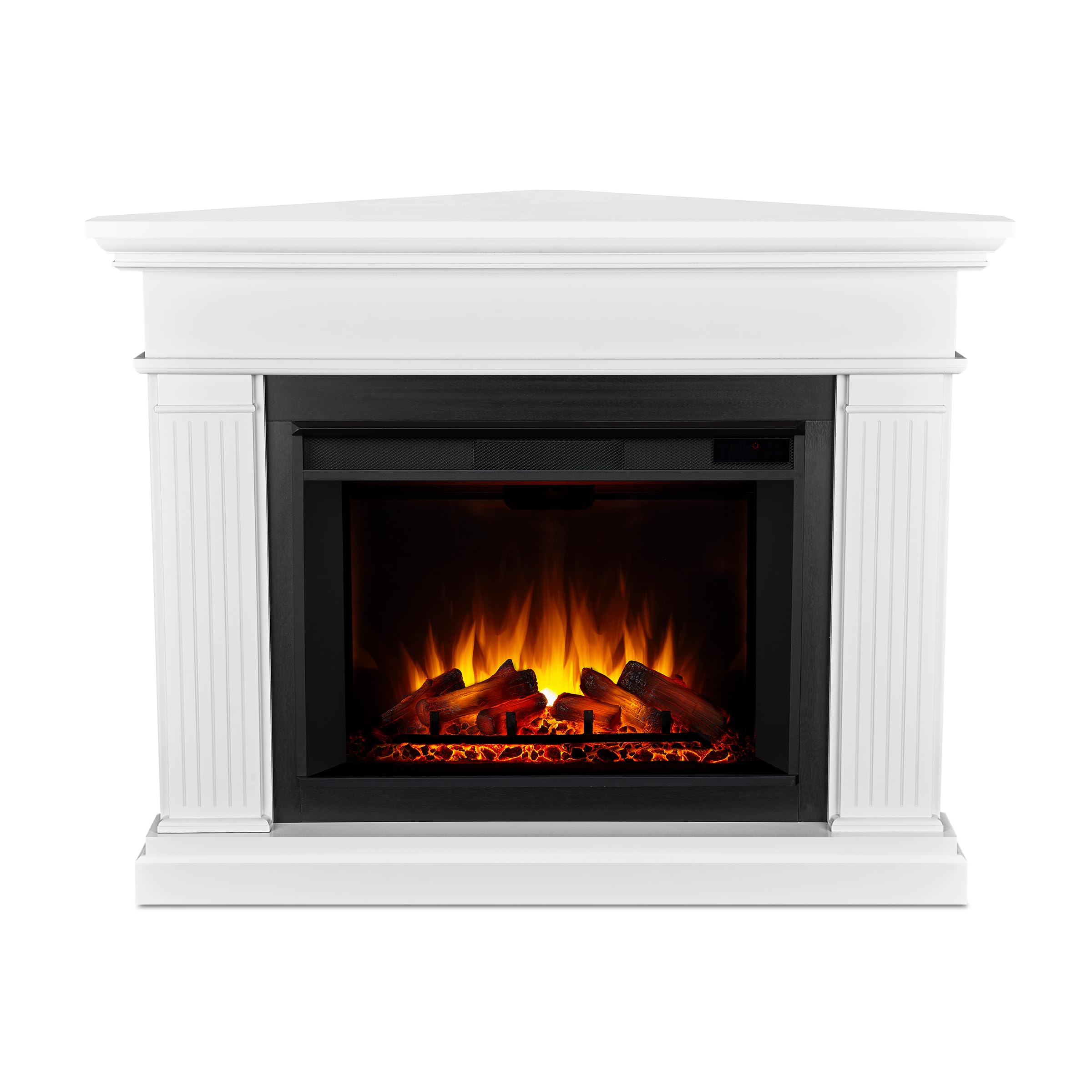 Real Flame Kennedy Grand Corner Electric Fireplace, Free Standing With Mantel & Real Wood Finish