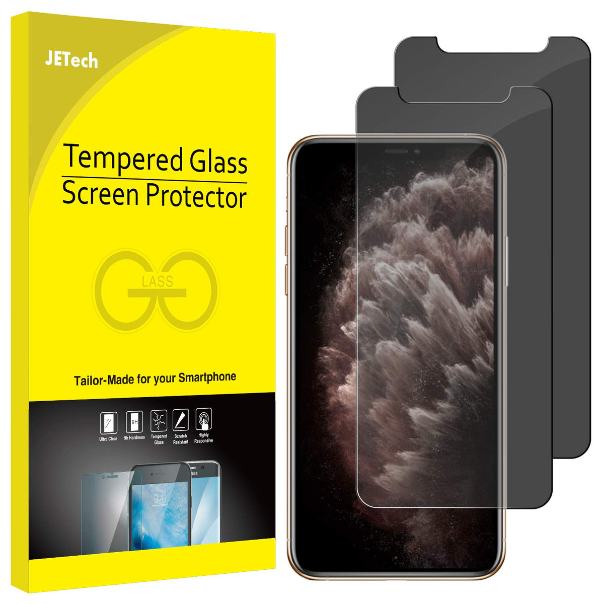 Jetech Privacy Screen Protector For Iphone 11 Pro, Iphone Xs And Iphone X 58 Inch, Anti Spy Tempered Glass Film, 2 Pack