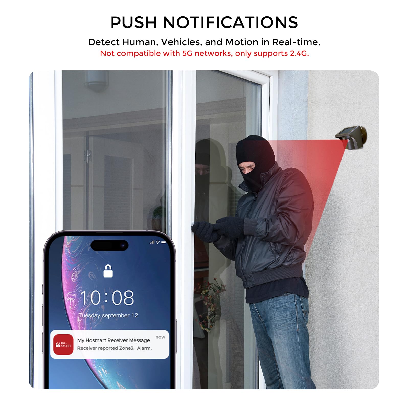 Emacros Pro 3 Driveway Alarm With Phone App 1/2 Mile Long Range Solar Wireless Driveway Alarm,Outdoor Driveway Alarms Wireless O