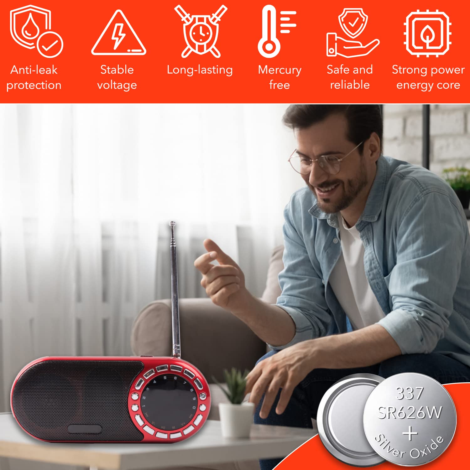 Loopacell 377/376 / Sr626W / Sr626Sw / Silver Oxide Watch Batteries (Pack Of 5)   1.55V Long Lasting Coin Cell Battery For Watch