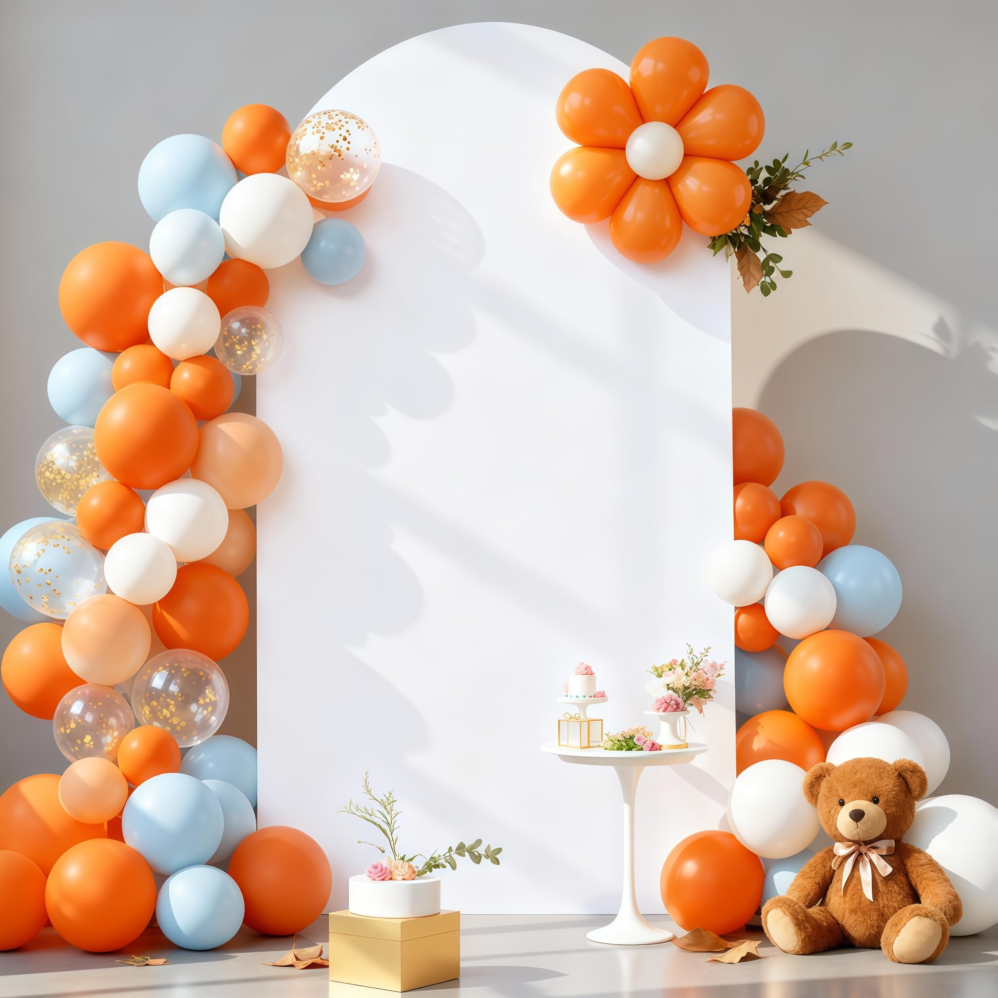 7.2FT White Arch Backdrop Cover - Polyester Fitted Wedding Arch Stand Covers Round Top Chiara Backdrop Arch Cover for Birthday P