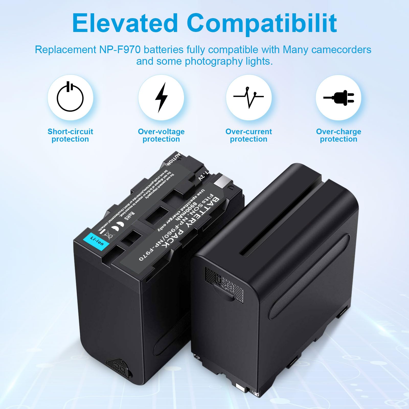 Binval 4 Pack Np F970 Batteries 8900Mah And 4 Channel Charger Compatible With Sony Np F970, F960, F950, F930, F770, F750, F570,