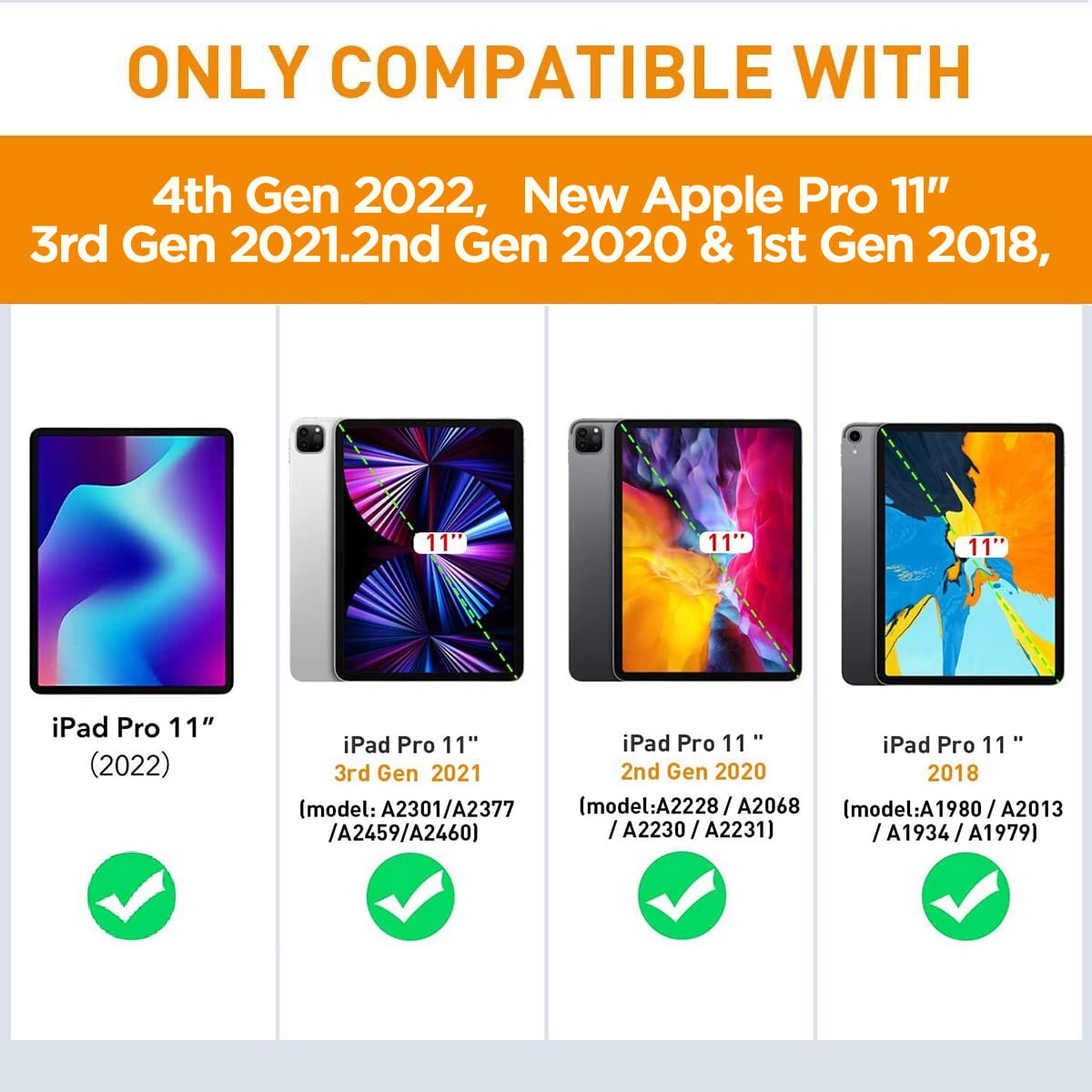 AICase for iPad Pro 11 Inch 4th/3rd/2nd/1st Generation 2022/2021/2020/2018,Heavy Duty Shockproof Triple Layer Defense for New Apple Pro 11' 4th 2022/3rd Gen 2021,2nd Gen 2020&1st Gen 2018