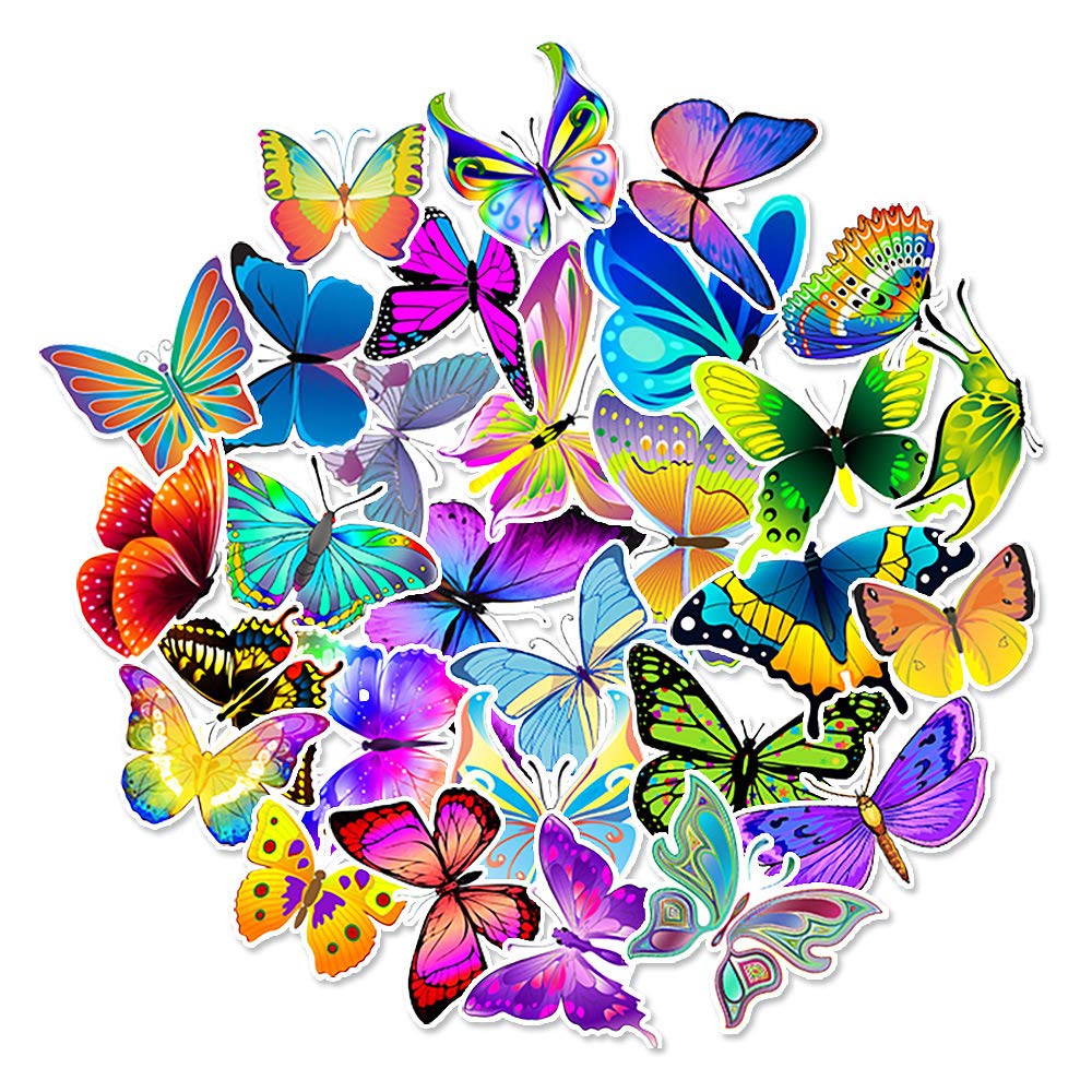 Corlorful Butterfly Stickers Pack For Teens Girls Boys Boys|50 Pcs|Decorative Waterproof Vinyl Stickers For Hydroflasks Waterbot