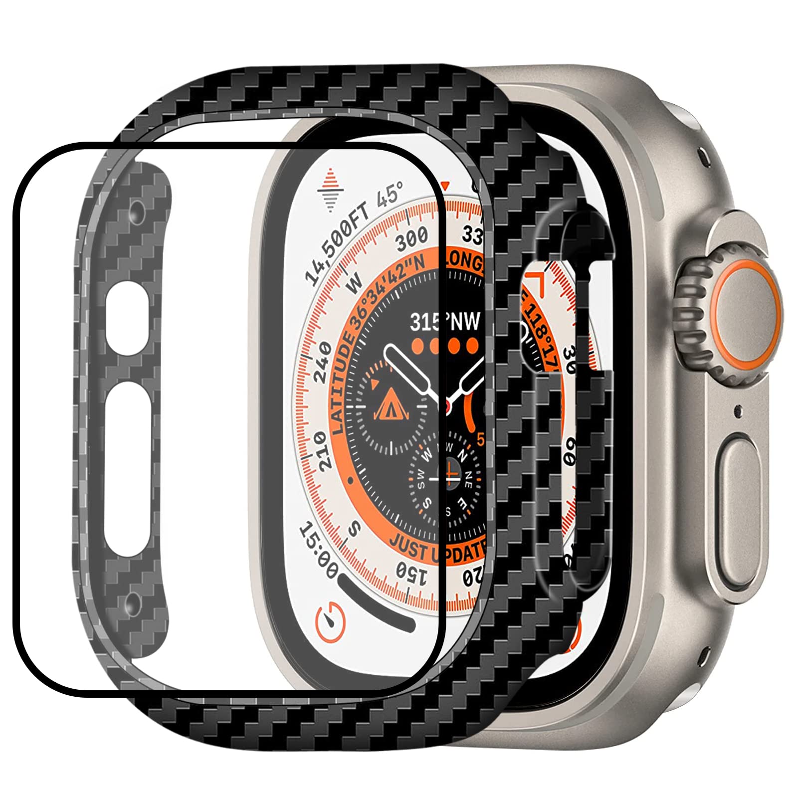 Monocarbon Apple Watch Case Carbon Fiber For Apple Watch 1/2 49Mm,Carbon Fiber Skin Can Protects Your Apple Watch, Also Makes It