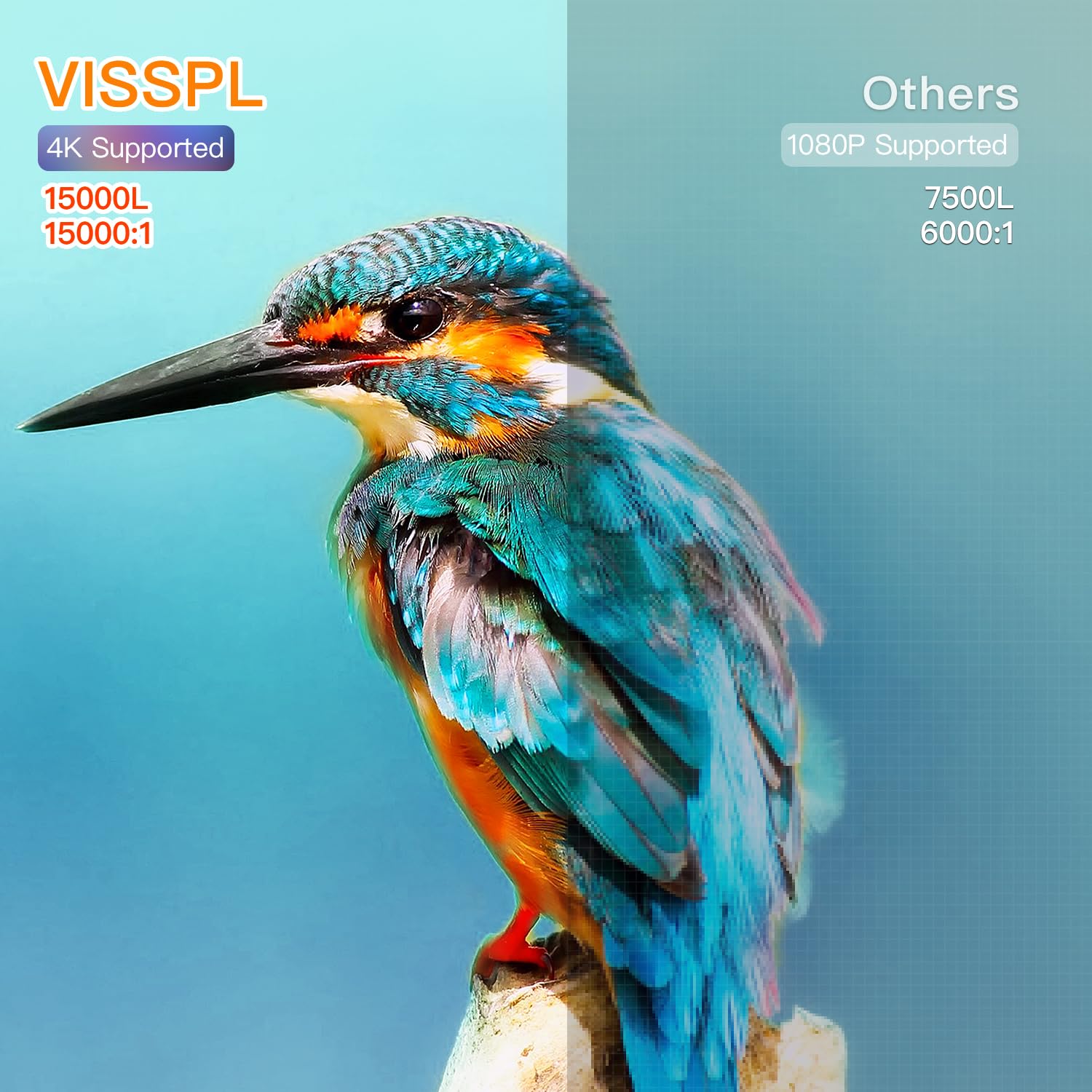 [6D/4P/4K] Projector With Wifi And Bluetooth, Visspl 4K Supported Video Projector, Electric Keystone, Home Theater Movie Phone P