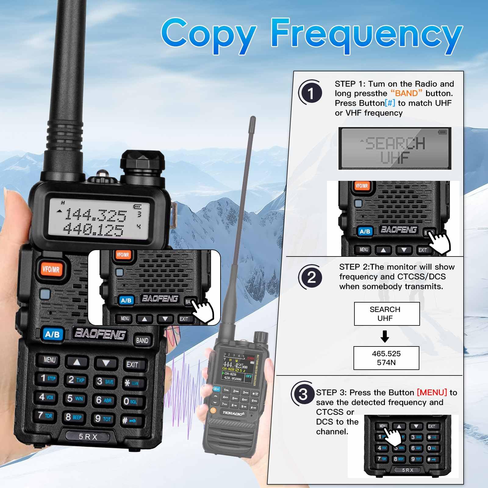 Baofeng 5Rx Ham Radio (Upgraded Of Uv-5R) Multi-Band Receiving Long Range Two Way Radio,Am/Fm Reception Walkie Talkies With Earp