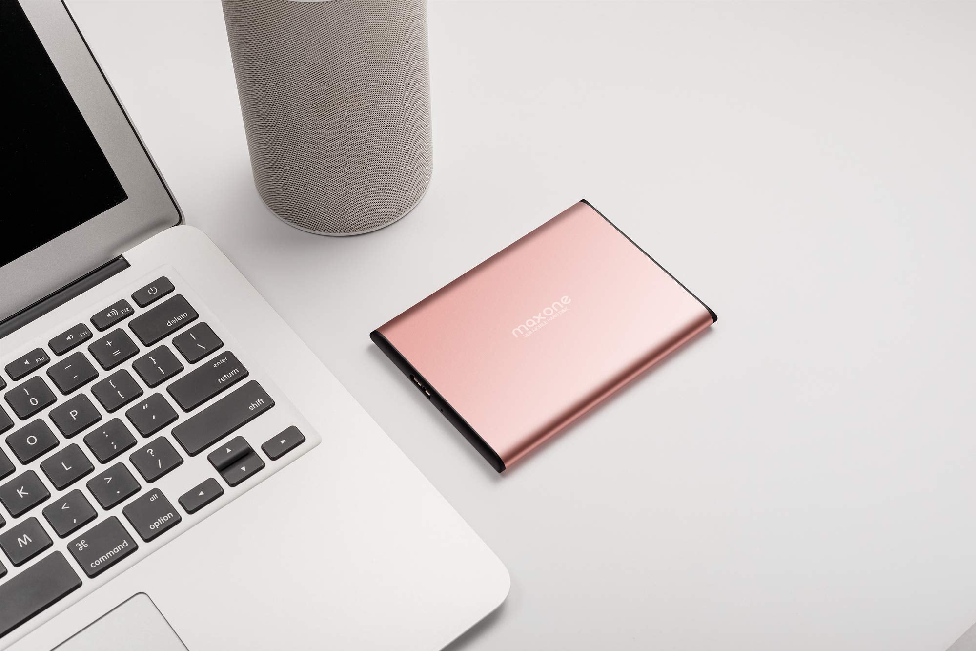 Maxone 320GB Ultra Slim Portable External Hard Drive HDD, USB 3.0, Rose Pink, Model 2519-320GPink, Compatible with PC and Laptop