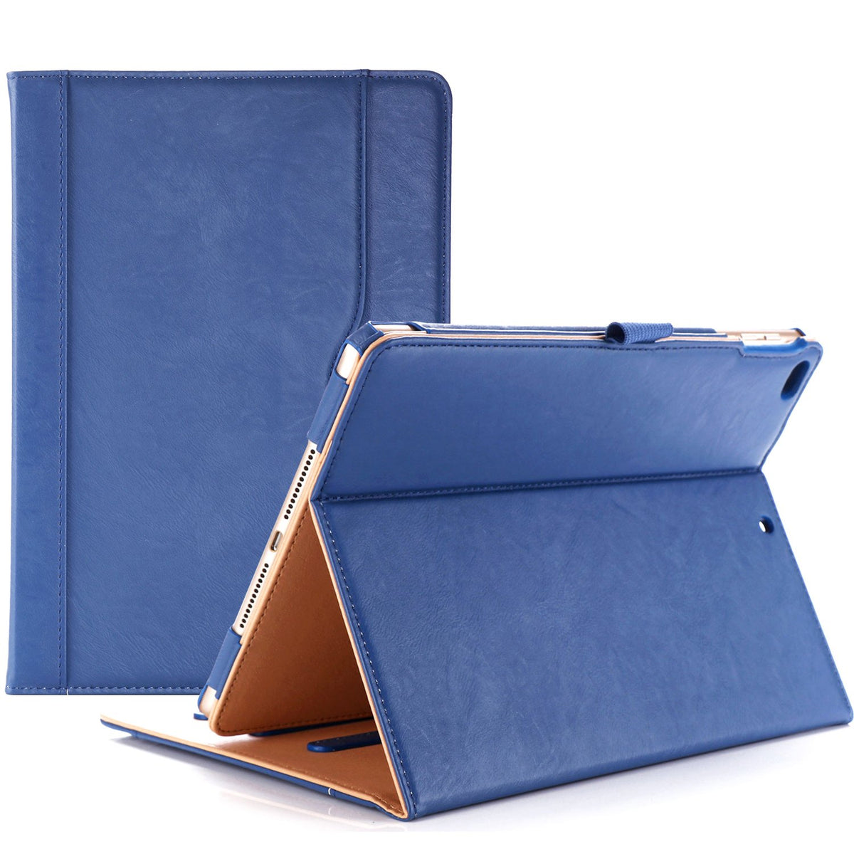 Procase For Ipad 9.7 Inch Ipad 6Th/5Th Generation Case 2018 2017/Ipad Air 2/Air 1 Case, Premium Leather Folio Corner Protection Multi Angle Viewing Stand Cover With Front Pocket Pen Loop  Navy