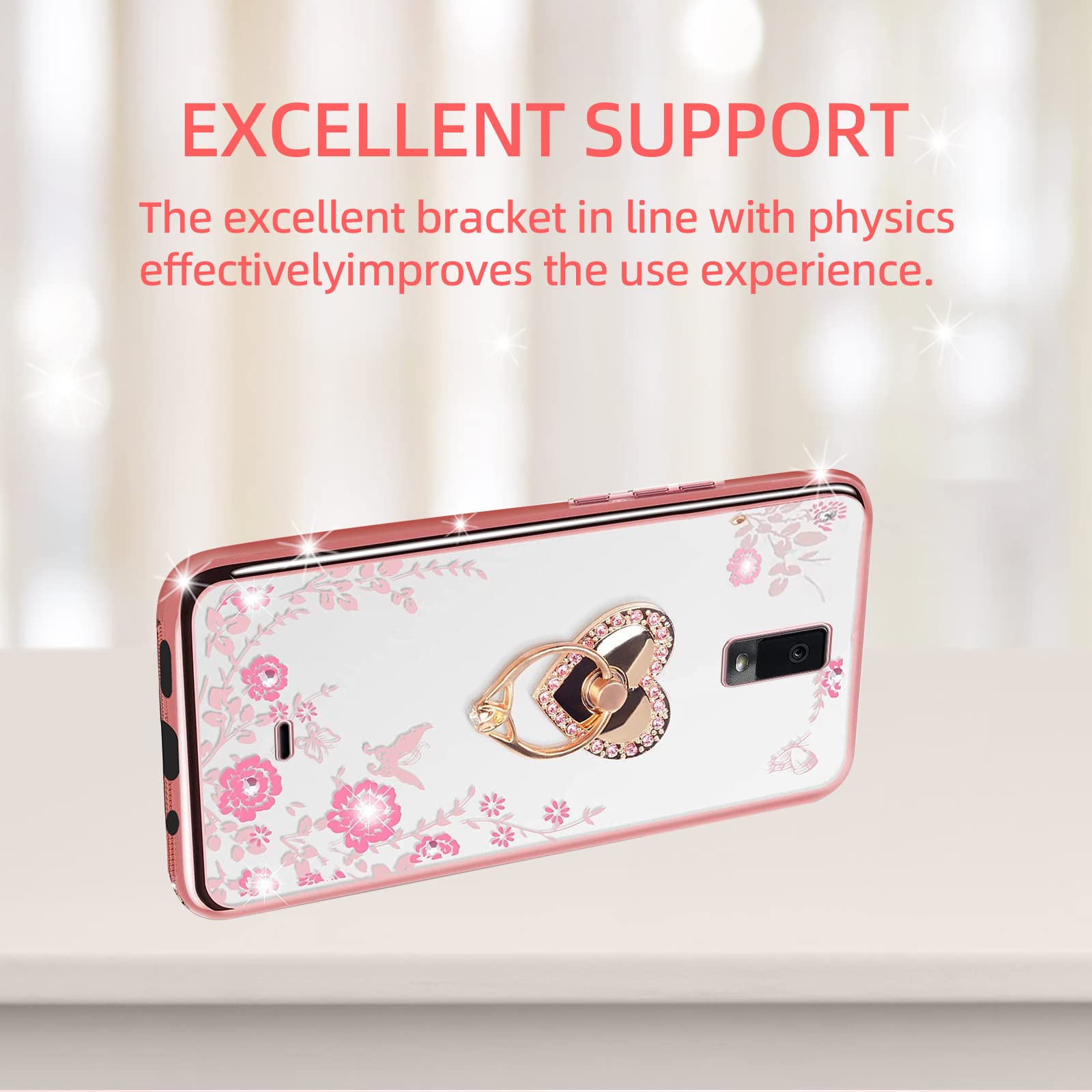 For Blu View 3 Phone Case, Blu View 3 Case For Women Glitter Crystal Butterfly Heart Floral Tpu Luxury Bling Cute Protective Cov