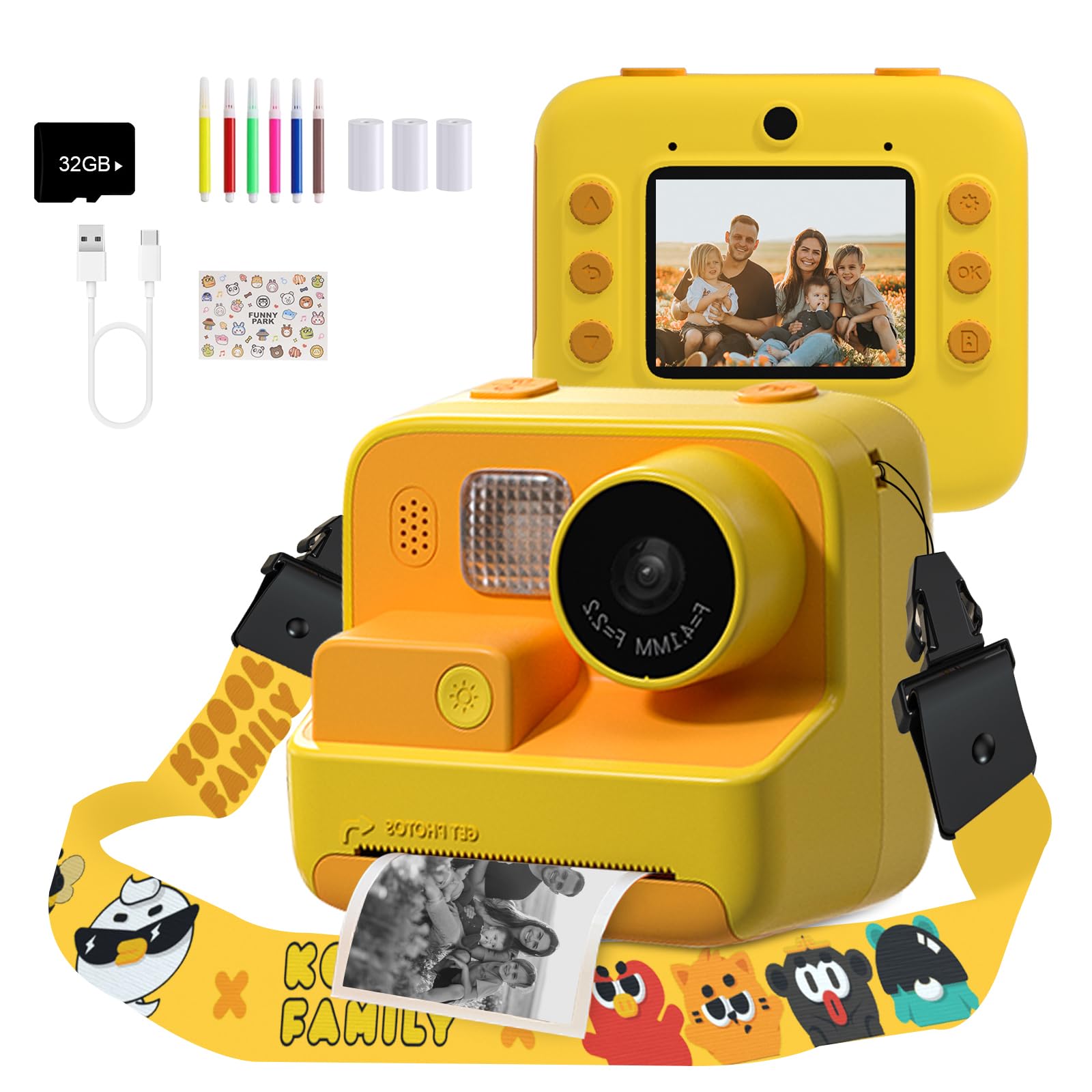 Mafiti Kids Camera Instant Print, 48Mp Digital Camera Selfie 1080P Video Camera With 32G Tf Card, Toys Presents For Girls Boys A