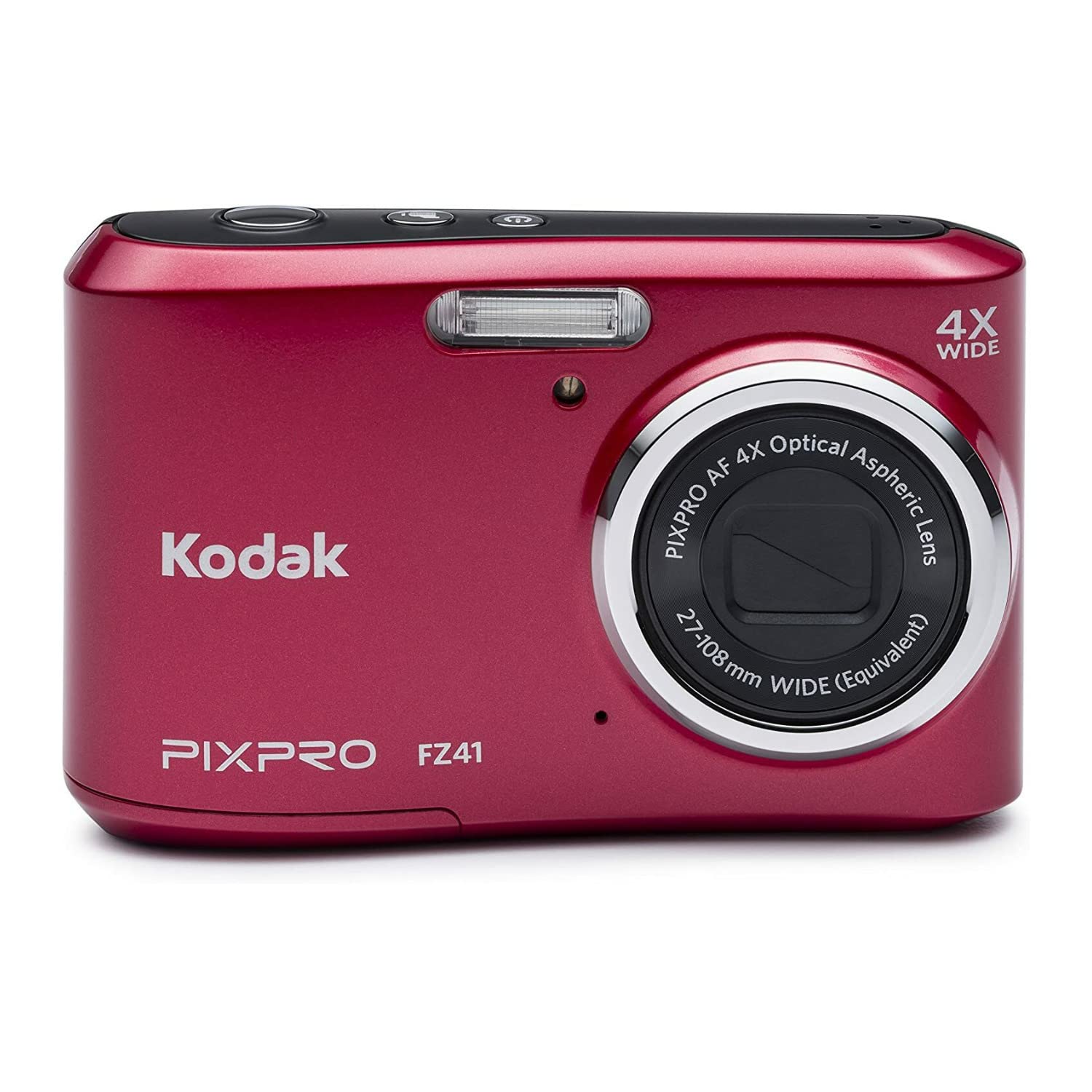 Kodak Pixpro Friendly Zoom Fz41 16 Mp Digital Camera With 4X Optical Zoom And 2.7'' Lcd Screen (Red)