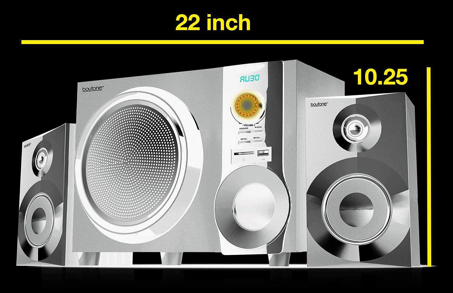 Boytone 60W Wireless Bluetooth Speaker With Powerful Bass, Fm Radio, Remote Control   For Phone, Laptop, Aux In, Usb/Sd