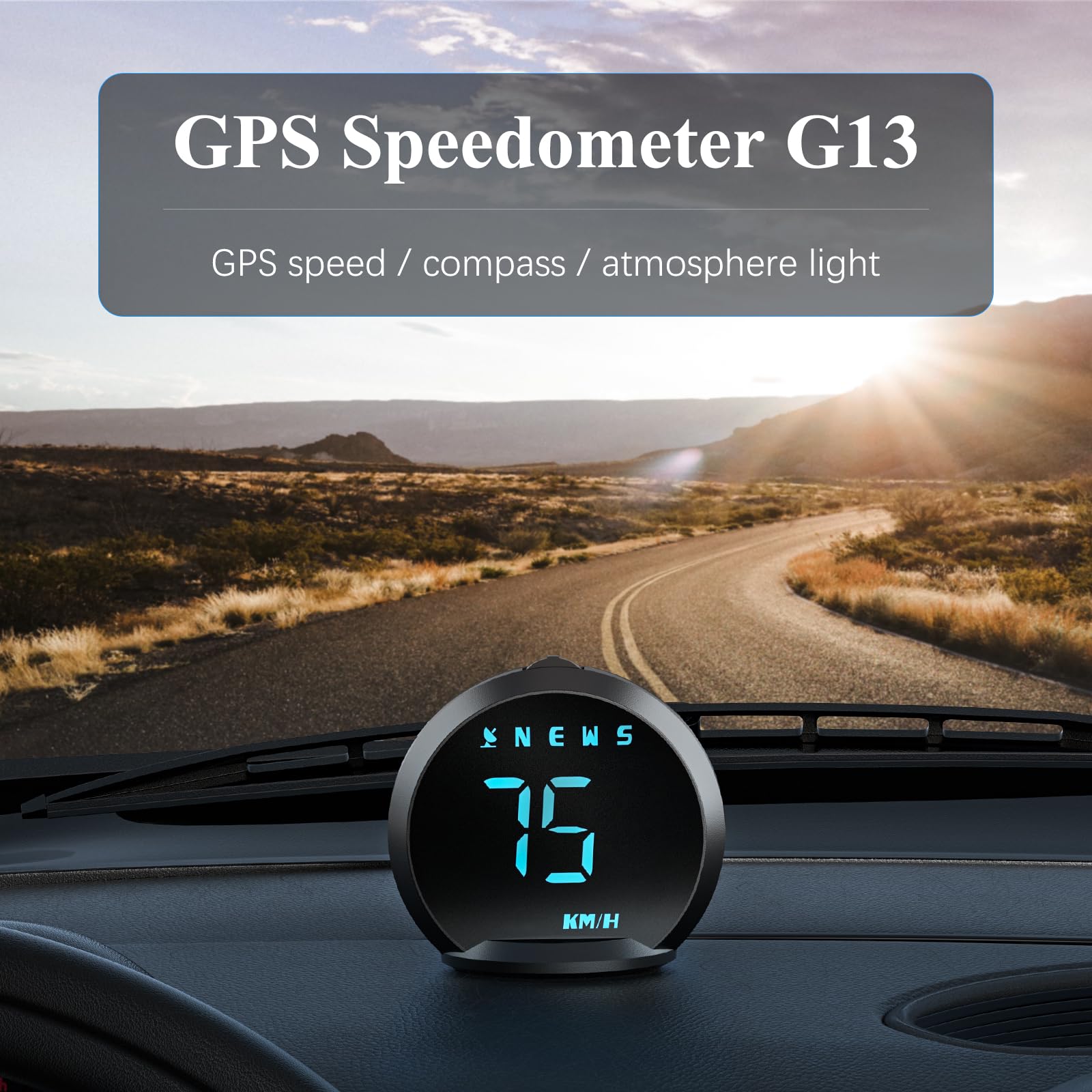 Wiiyii Gps Speedometer G13, Heads Up Display For Cars With Speed Mph, Compass Driving Direction, Fatigue Driving Reminder, Overs