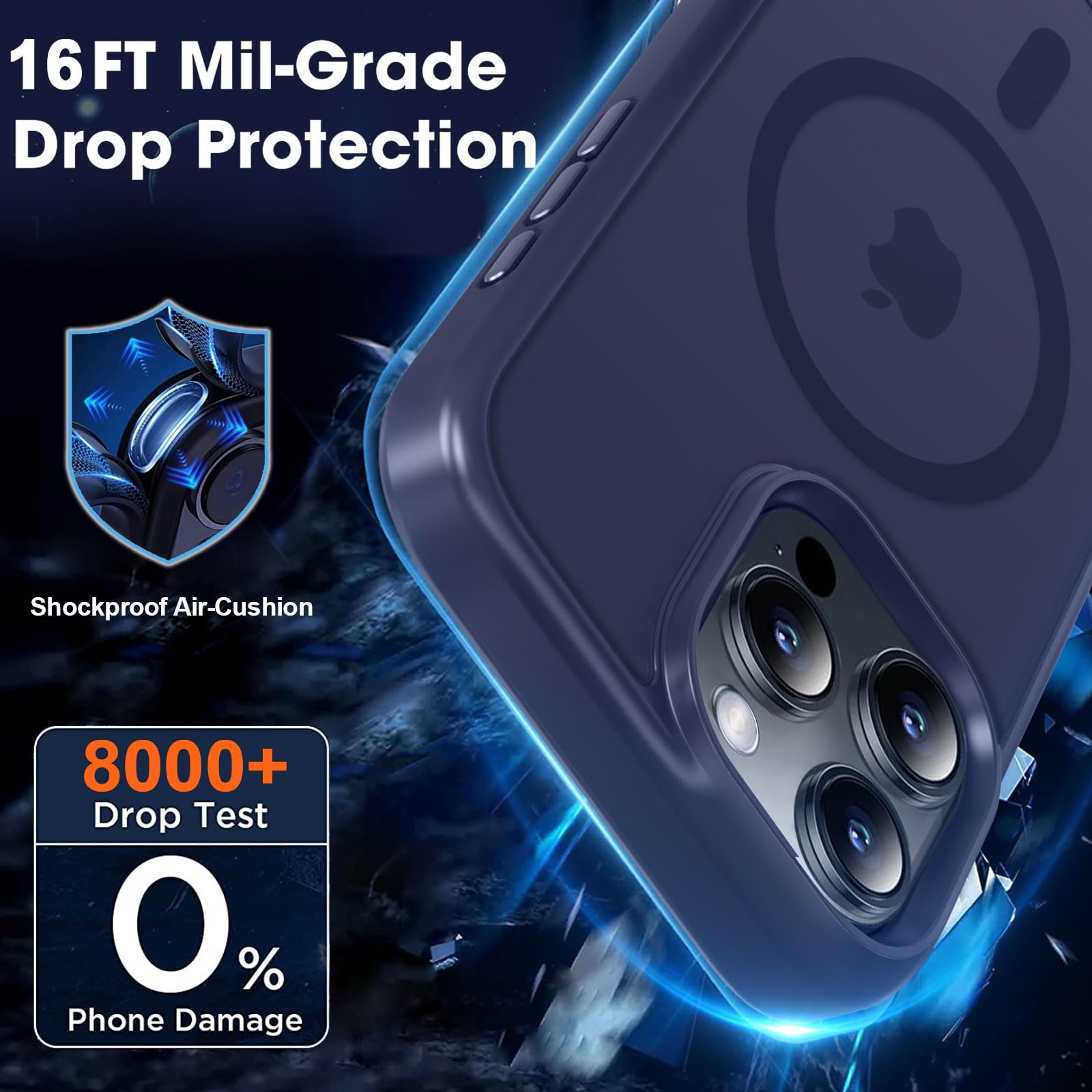 Mocca Strong Magnetic For Iphone 16 Pro Max Phone Case, [Compatible With Magsafe][16Ft Mil Grade Drop Protection] Slim Thin Tran