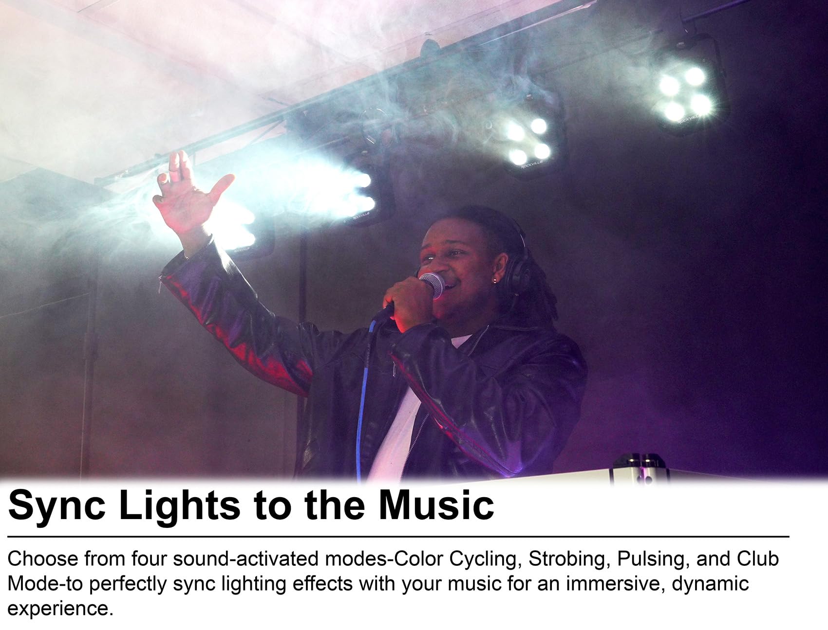 Rockville 4 Pack Mini Rf4 V2 Black Led Wash Up Light, Rgbwa+Uv, Compact, App, Remote, Lcd, Wireless Dmx, Rechargeable, Perfect F