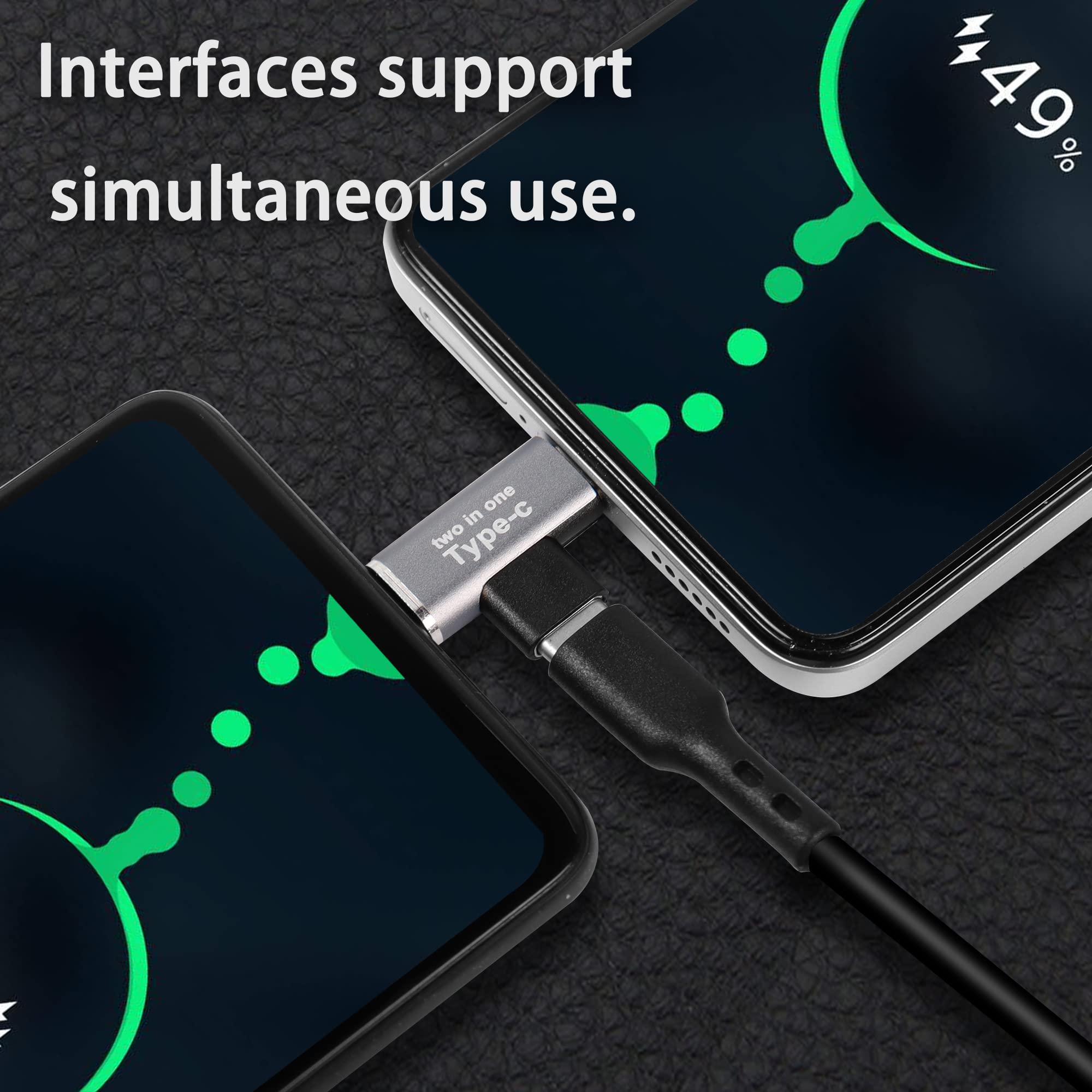 Qianrenon 2 In 1 Usb C Charging Power Splitter Adapter Type C 1 Female To 2 Male T Type Charging Connector, Only For Charging,2