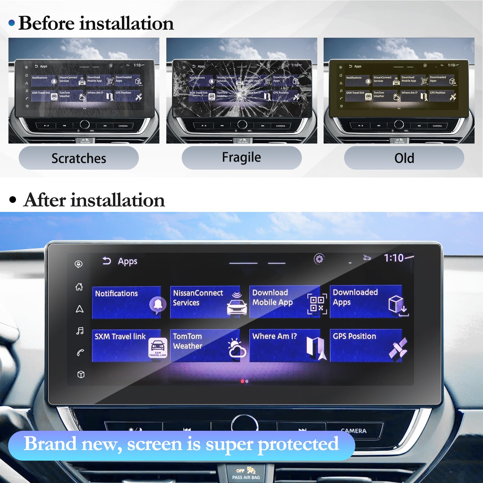 Sktu (2Pcs 2023 2024 2025 Altima Screen Protector For 2023 2025 Nissan Altima 12.3 Inch Navigation High Clarity Anti Scratch 2024 Altima Accessories