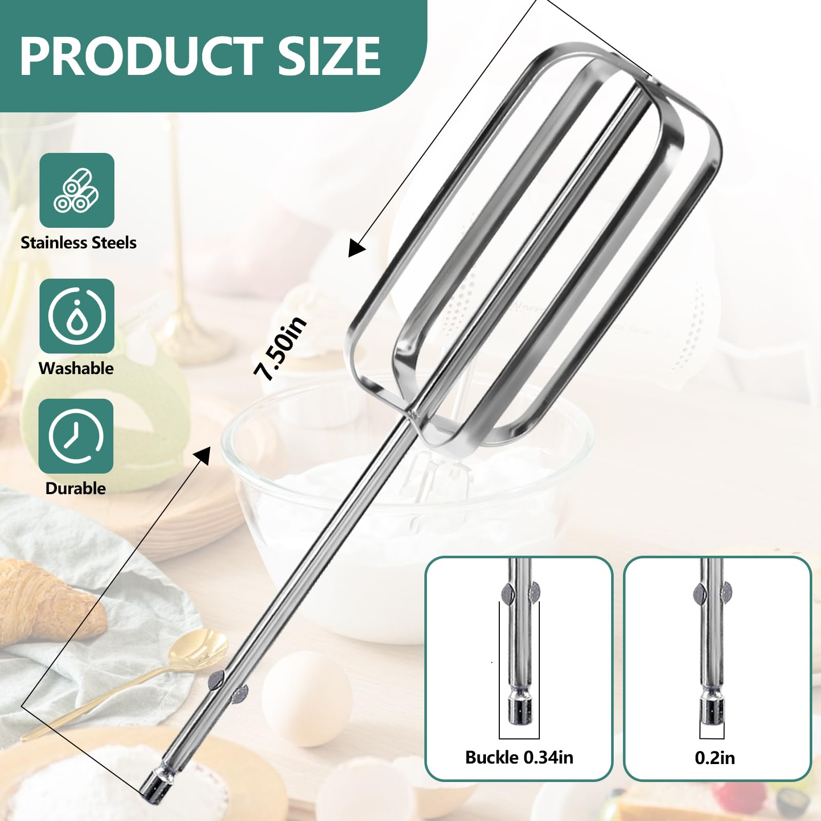 Hasanbar Hand Mixer Beaters Compatible With Hamilton Beach Hand Mixer 62682Rz 62692 62695V 64699, Mixer Replacement Beaters Fit