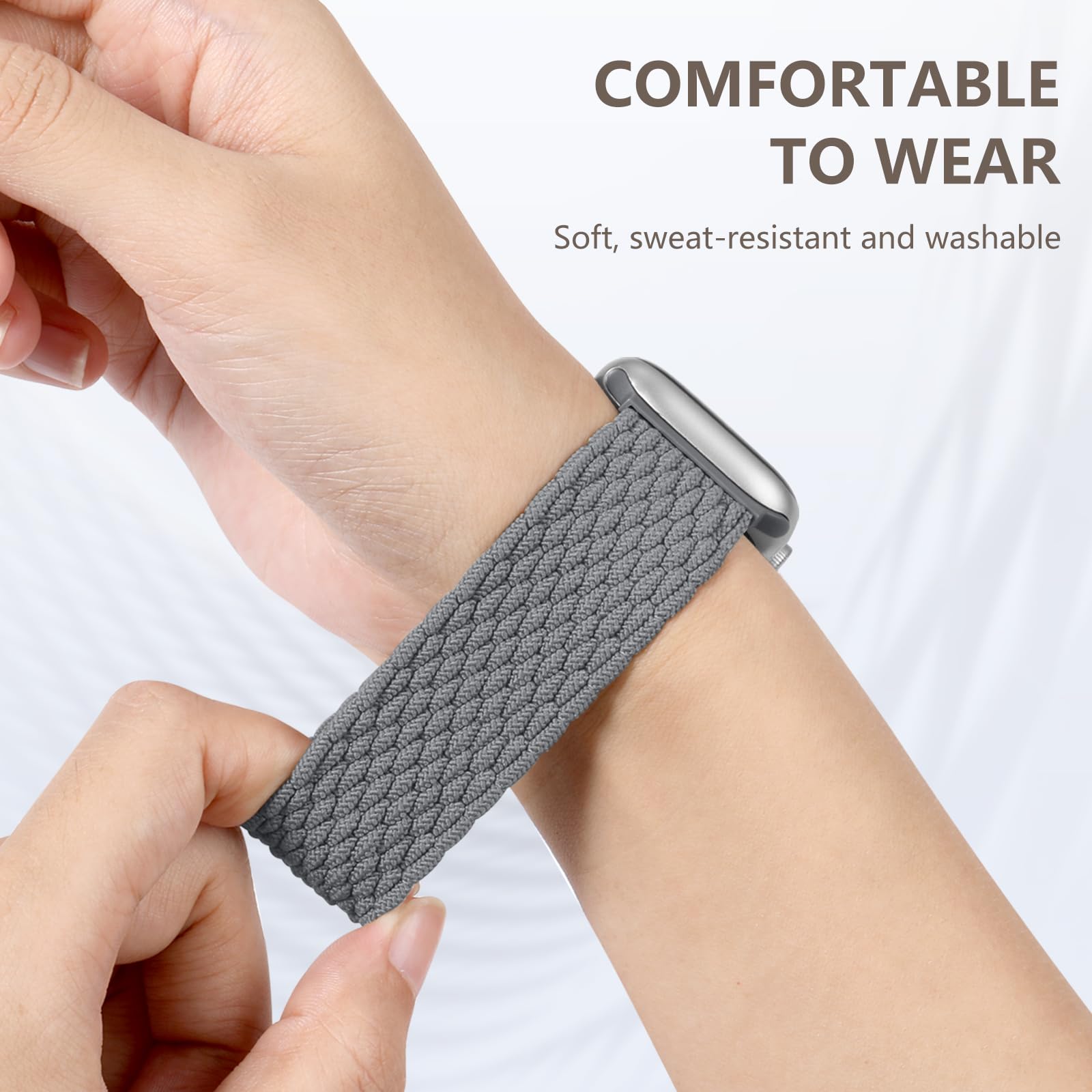 Zedoli Braided Solo Loop Compatible With Apple Watch Band 38Mm 40Mm 41Mm 42Mm Women Men, Stretchy Soft Nylon Band Elastic Sport