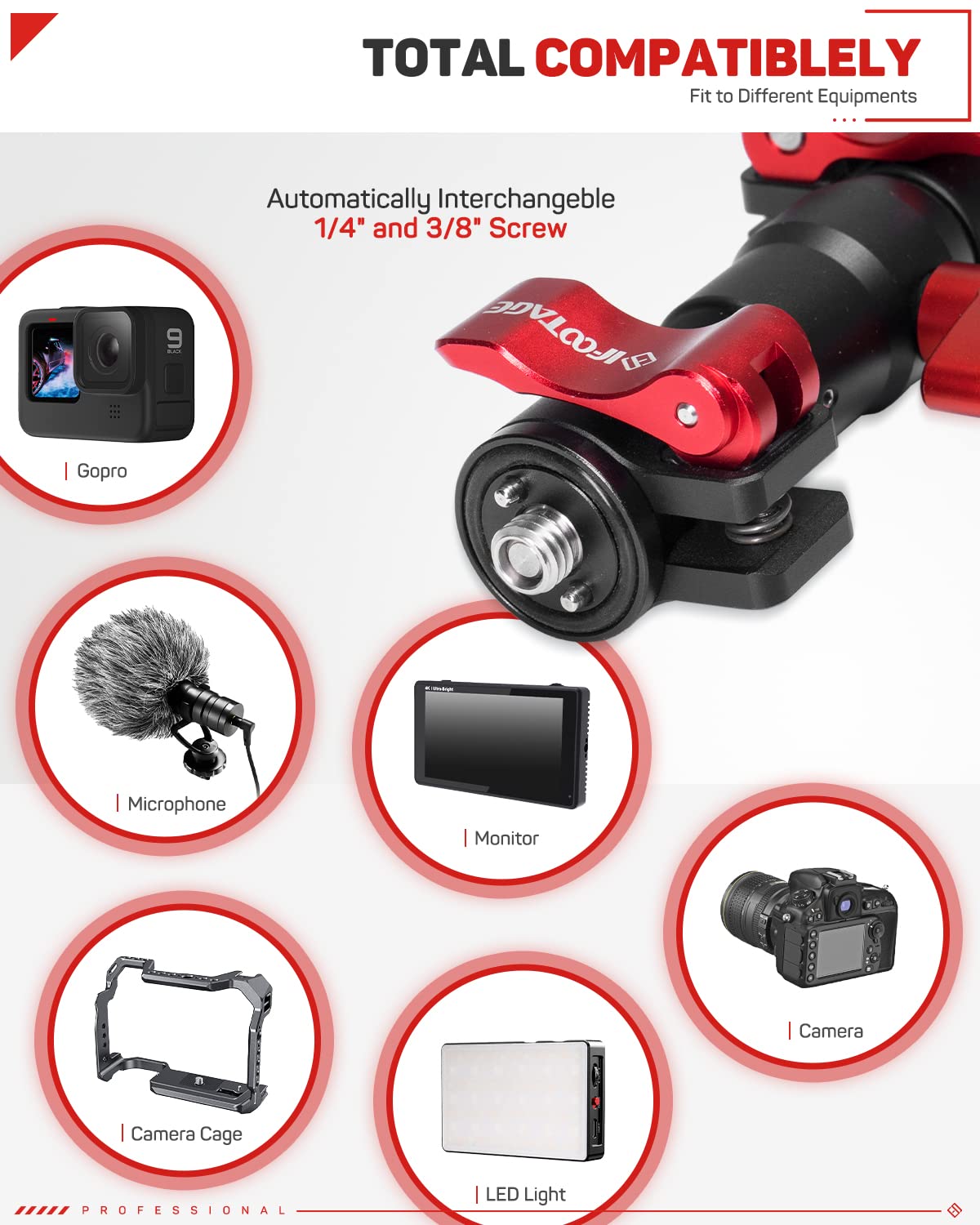 Ifootage 32'' Camera Support Arm, Spider Crab Telescoping Support Rod ...