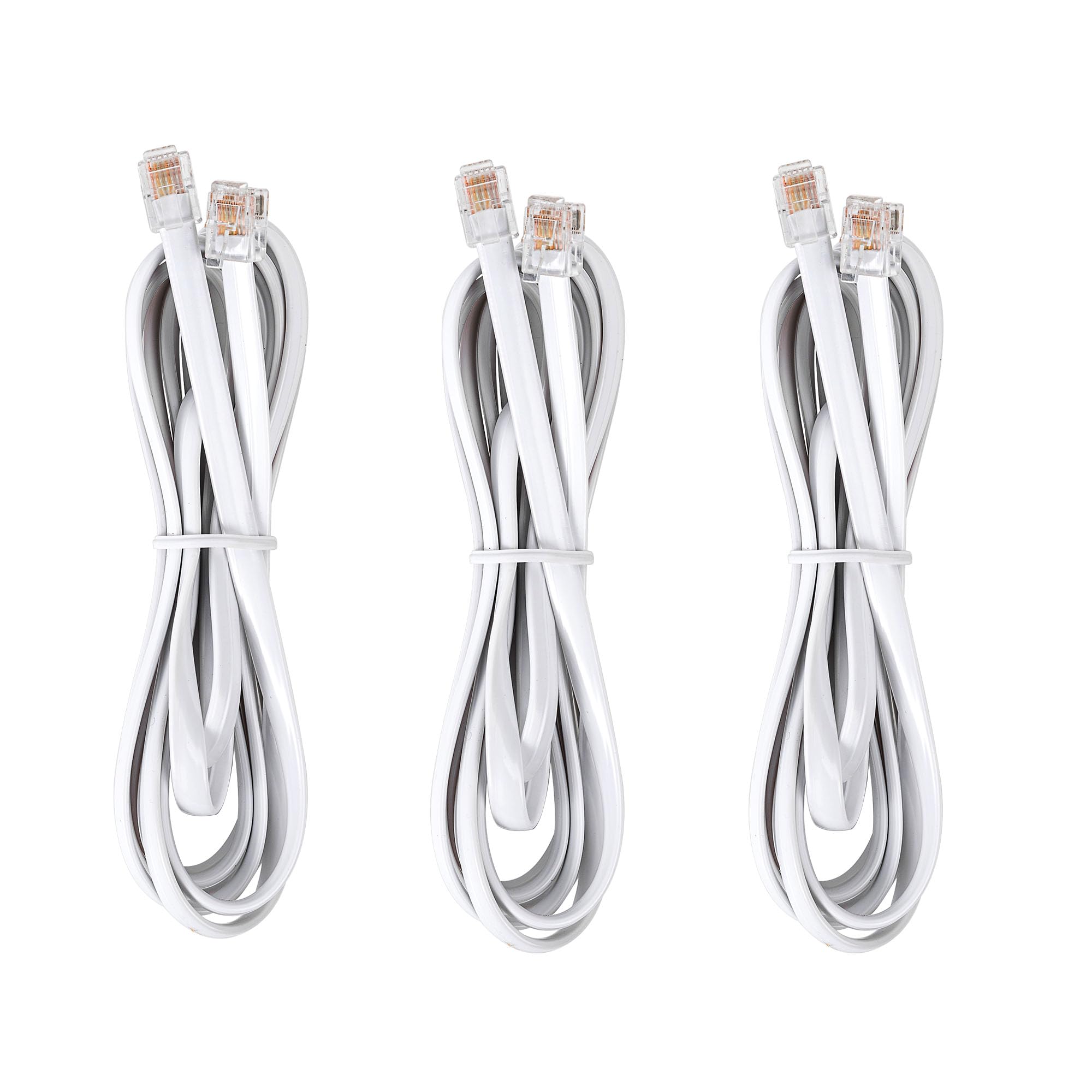Jmzly Rj12 Cable Phone Cord Rj12 6P6C Male To Male Straight Wired For Both Data And Voice Use White   6.6Feet 3 Pack