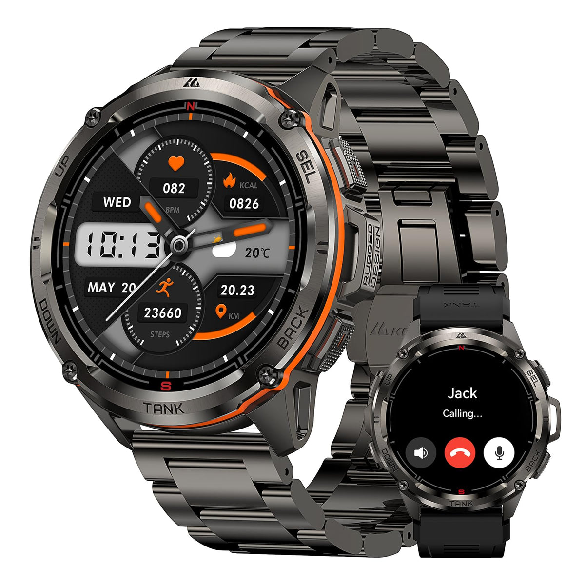 Kospet Tank T3 Ultra Gps Smart Watch For Men-Pressure/Altitude/Compass, Extra-Large Battery, Stainless Steel Unibody Rugged Mili