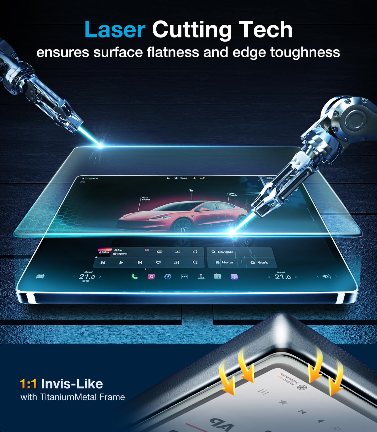 Wigoo 2024 Upgrade Tesla Model Y /3 Accessories Screen Protector Matte [No More Glare & Fingerprint] 9H Tempered Glass Protector