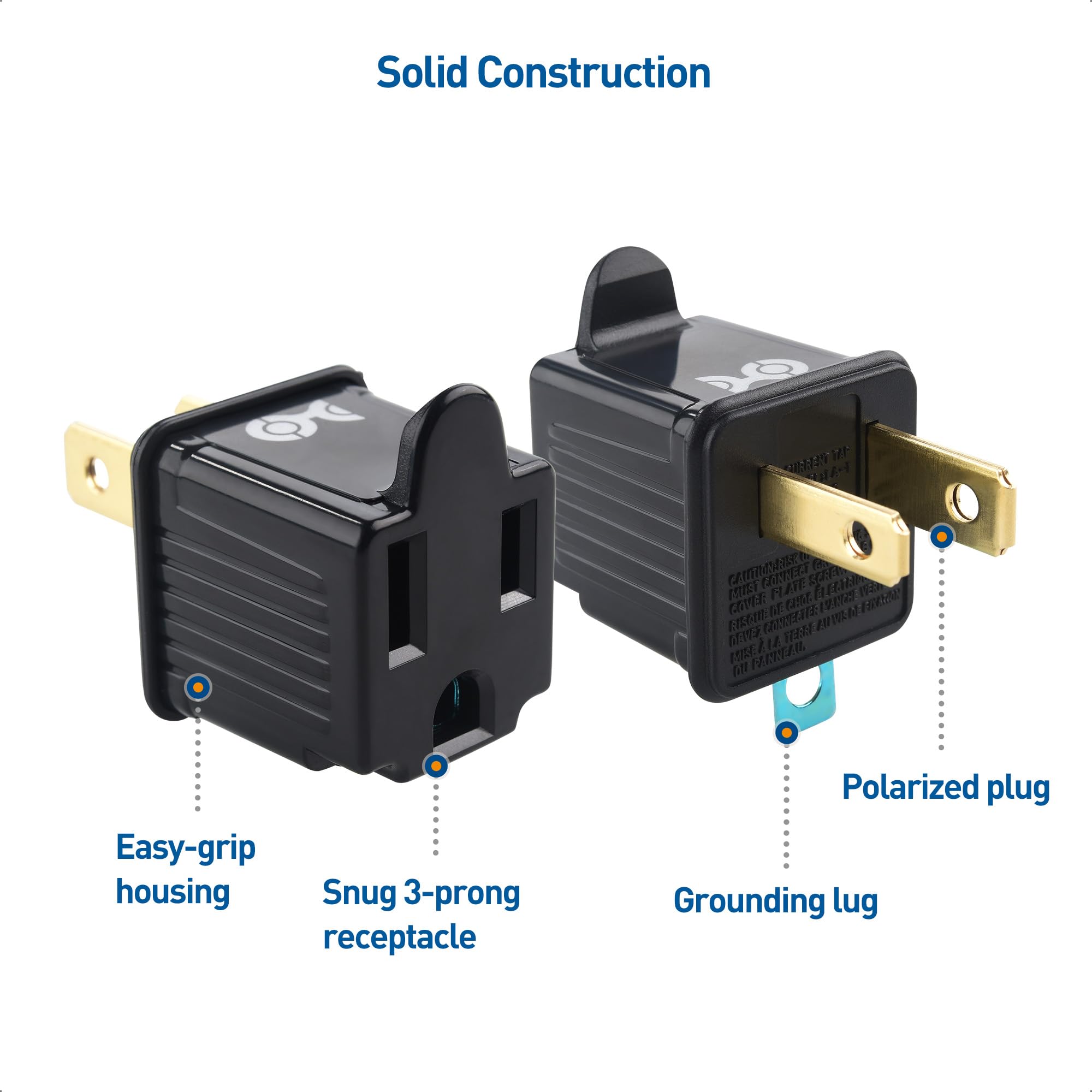 [Ul Listed] Cable Matters 3 Pack 2 Prong To 3 Prong Outlet Adapter, 3P To 2P Plug Adapter   Converts A 2 Prong Outlet To Support