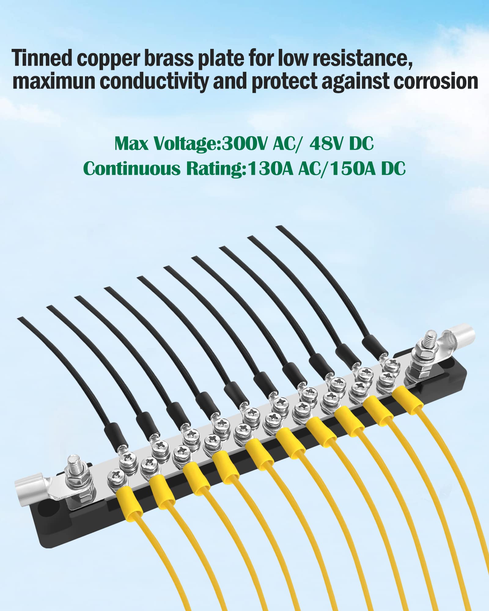 Lenkrad 20 Power/Ground Distribution Block Bus Bar, Marine Bus Bar, 150 Amp Battery Terminal Distribution Block For Automotive A