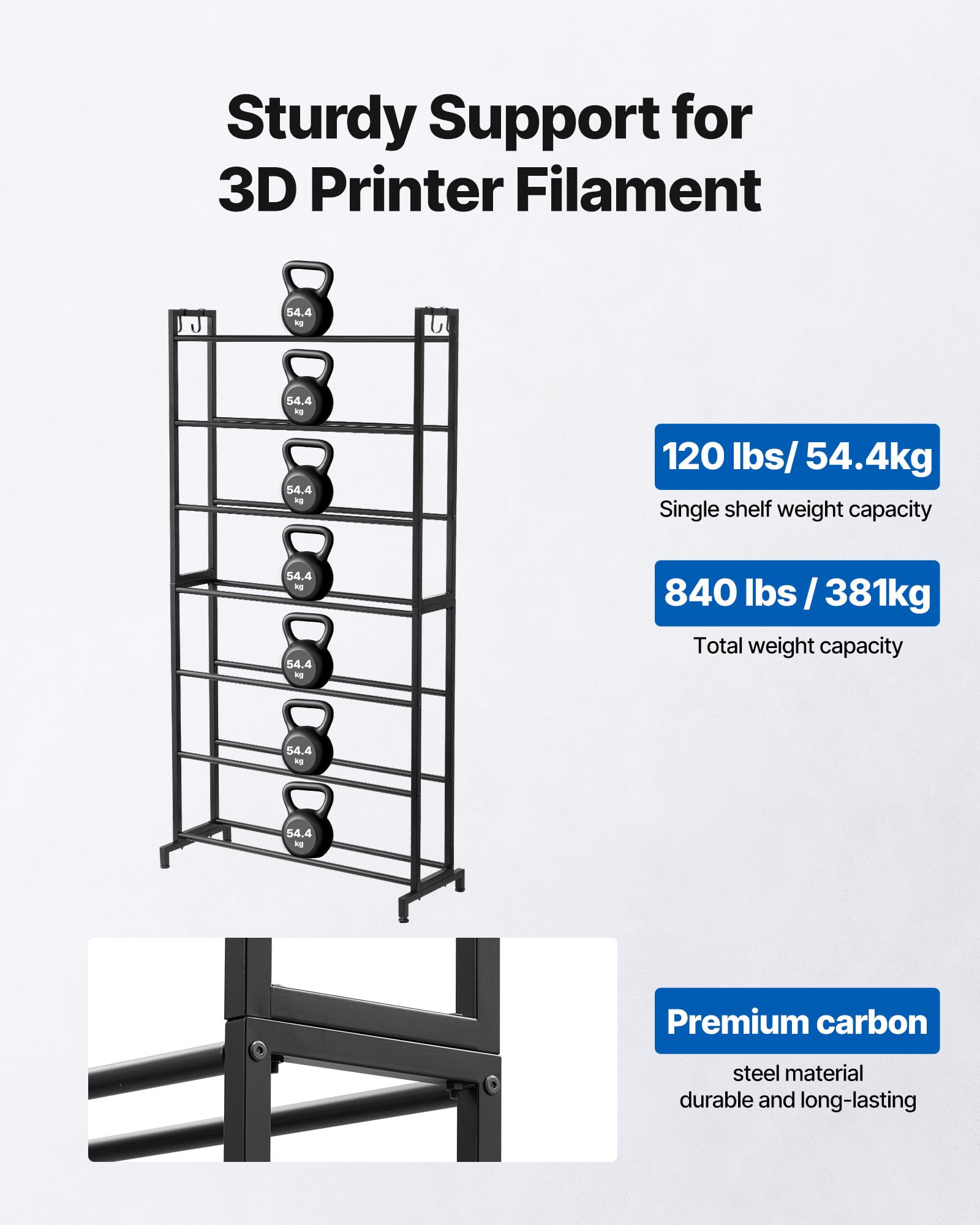 Vevor 3D Printer Filament Storage Rack, 7 Tier Heavy Duty Storage Shelves For 3D Printing Filaments, Filament Spool Holders Rack