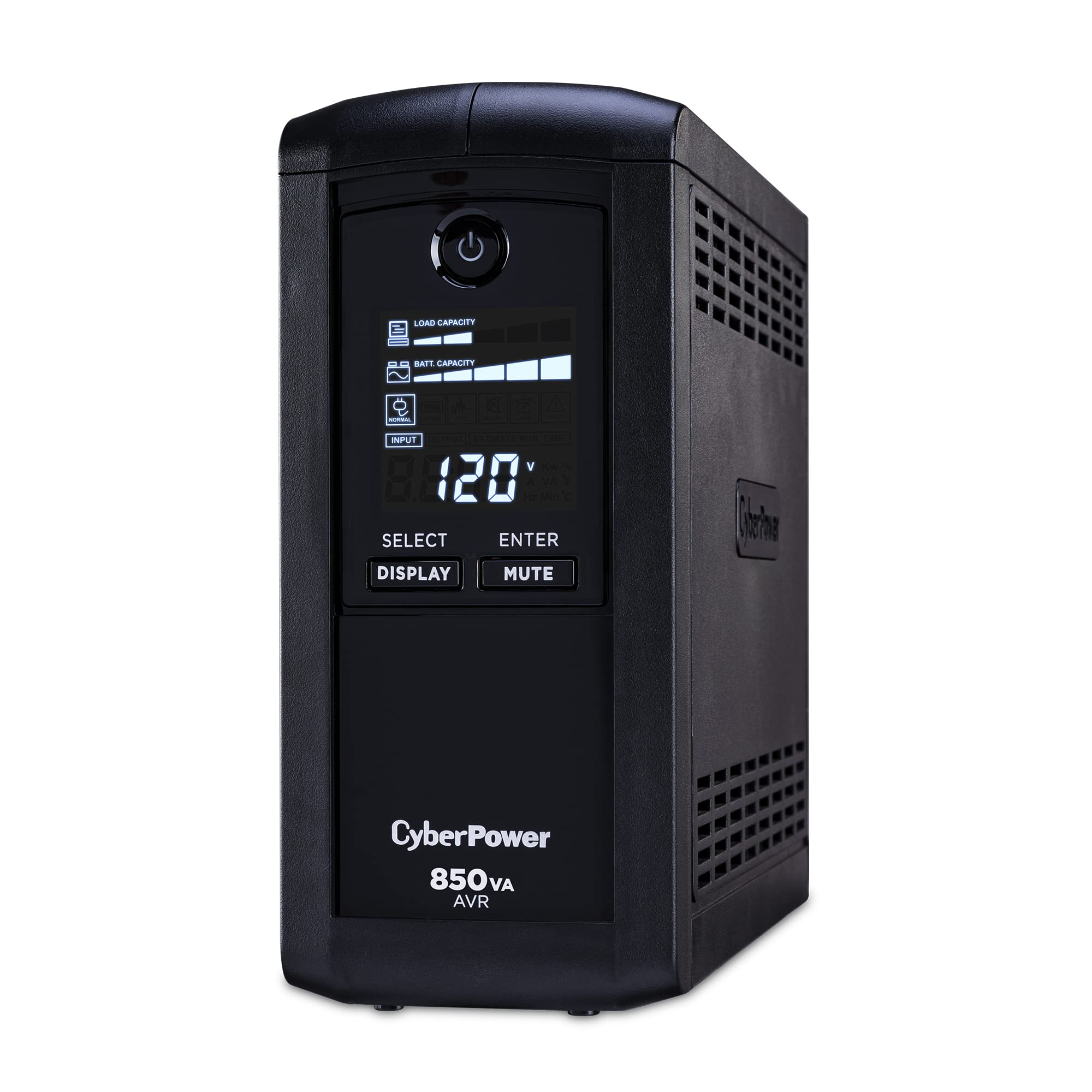 Cyberpower Cp850Avrlcd Intelligent Lcd Ups System, 850Va/510W, 9 Outlets, Avr, Mini Tower