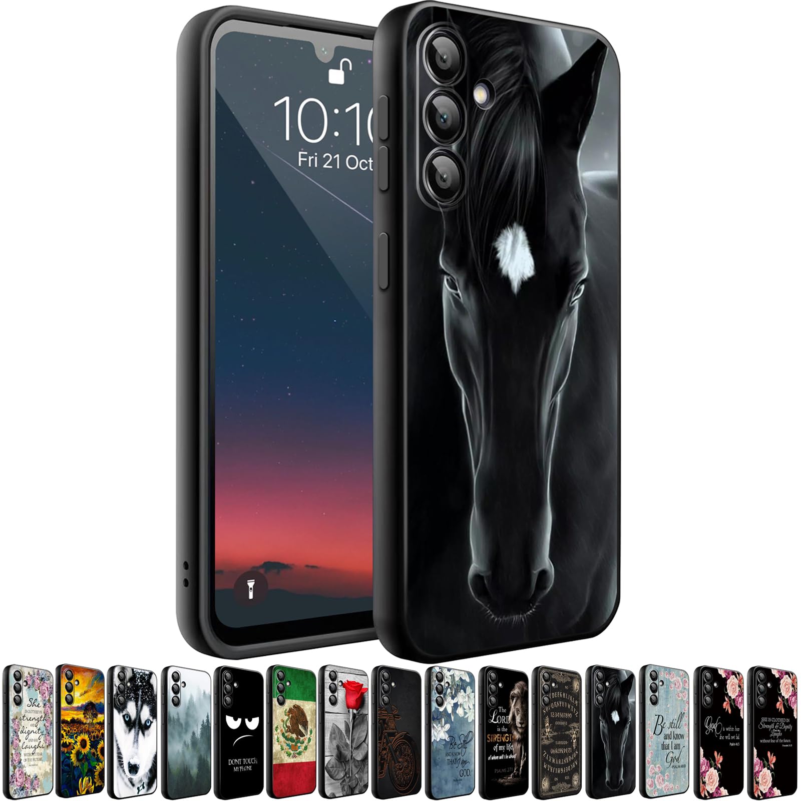 Hquszpt Case Compatiable For Samsung Galaxy S24 Plus,Slim Shockproof Protective Cover For Samsung Galaxy S24 Plus,Black Horse