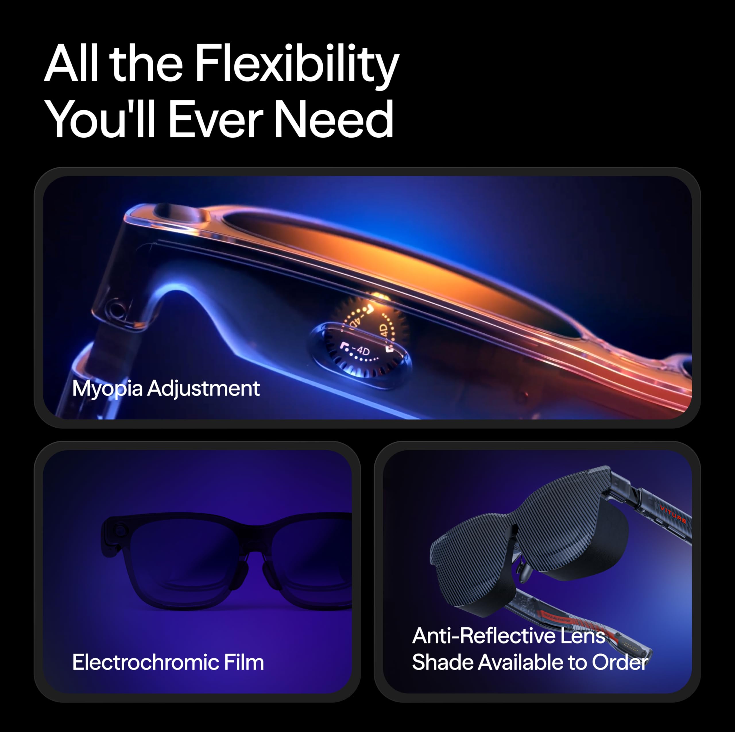 Viture Luma Pro Xr Glasses - 152    1200P Ultra Sharp Display, 1000 Nits, 52 Fov, Dimming Adjustments, For Iphone 16/15, Android