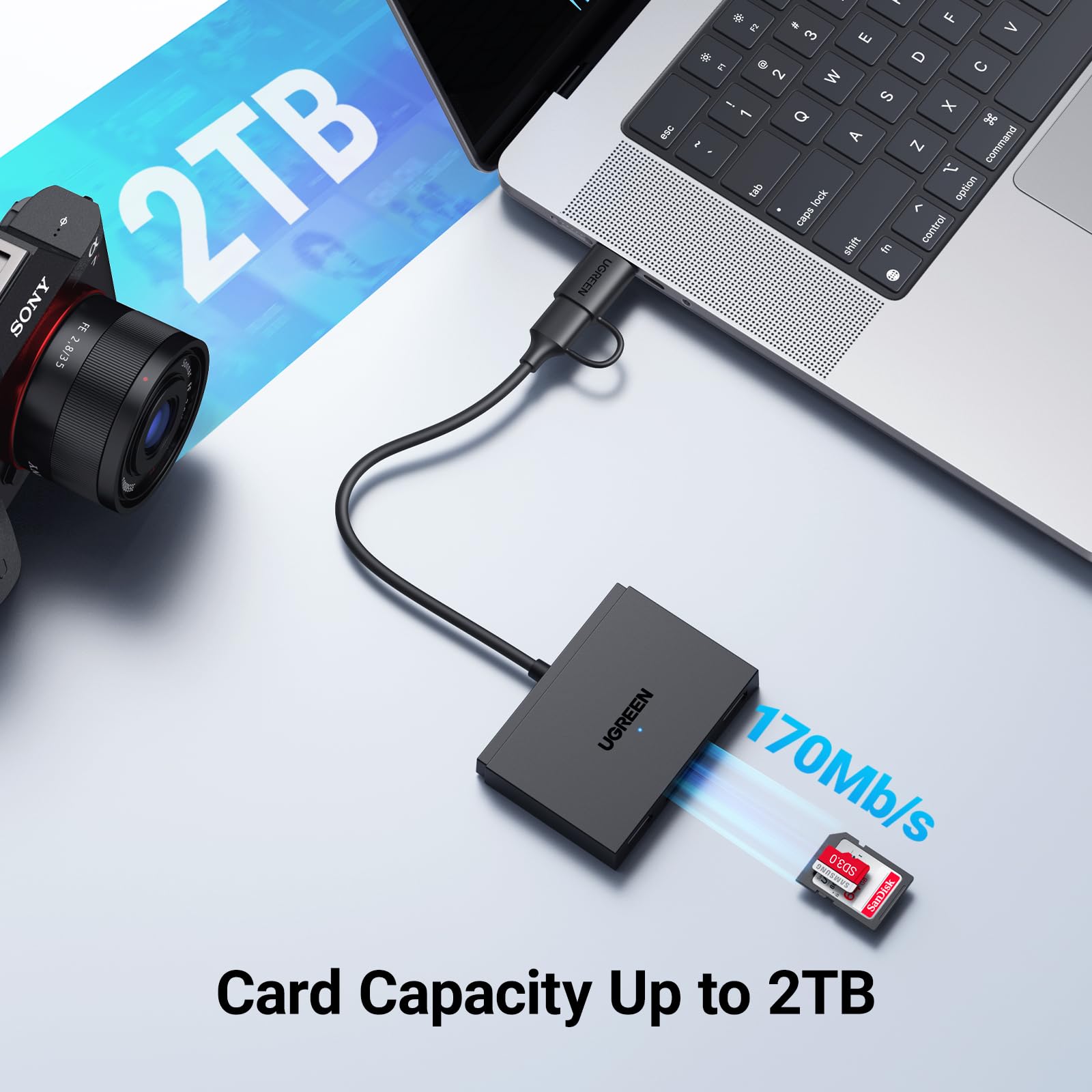 Ugreen Memory Card Reader, 4 In 1 Sd Card Reader Usb C Usb 3.0 Dual Connector Otg Adapter For Android Computer Laptop Compatible