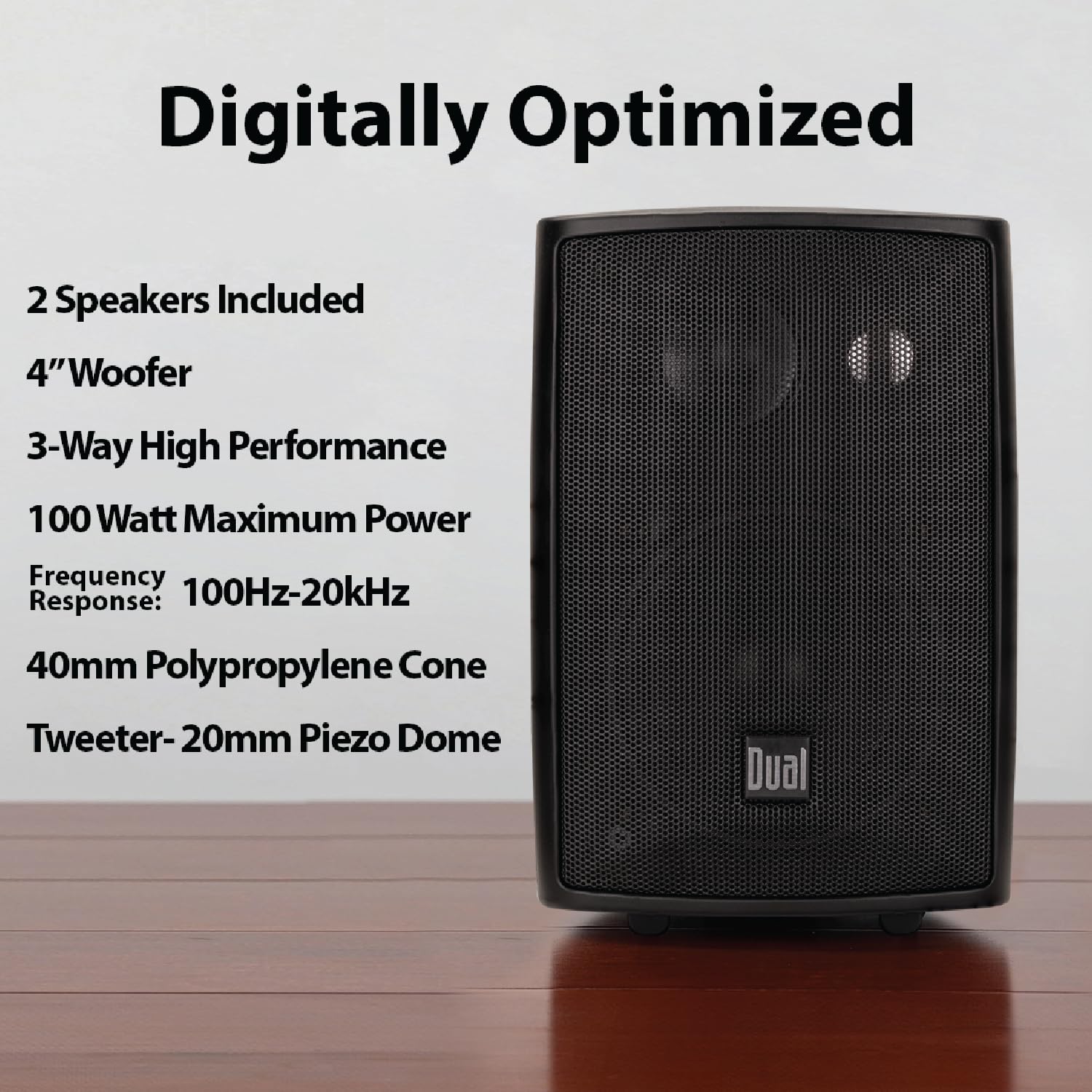 Dual Electronics Lu43Pb 4 3-Way High Performance Outdoor Indoor Wired Speakers | Effortless Set Up | Home, Pool, Patio, Garage U